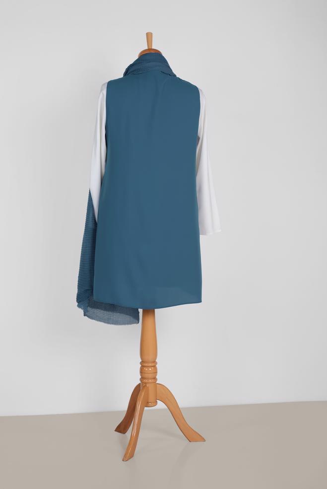 Hijab clothing NAVY BLUE SEQUIN DETAIL FRINGED VEST 2879  - ALVİNA