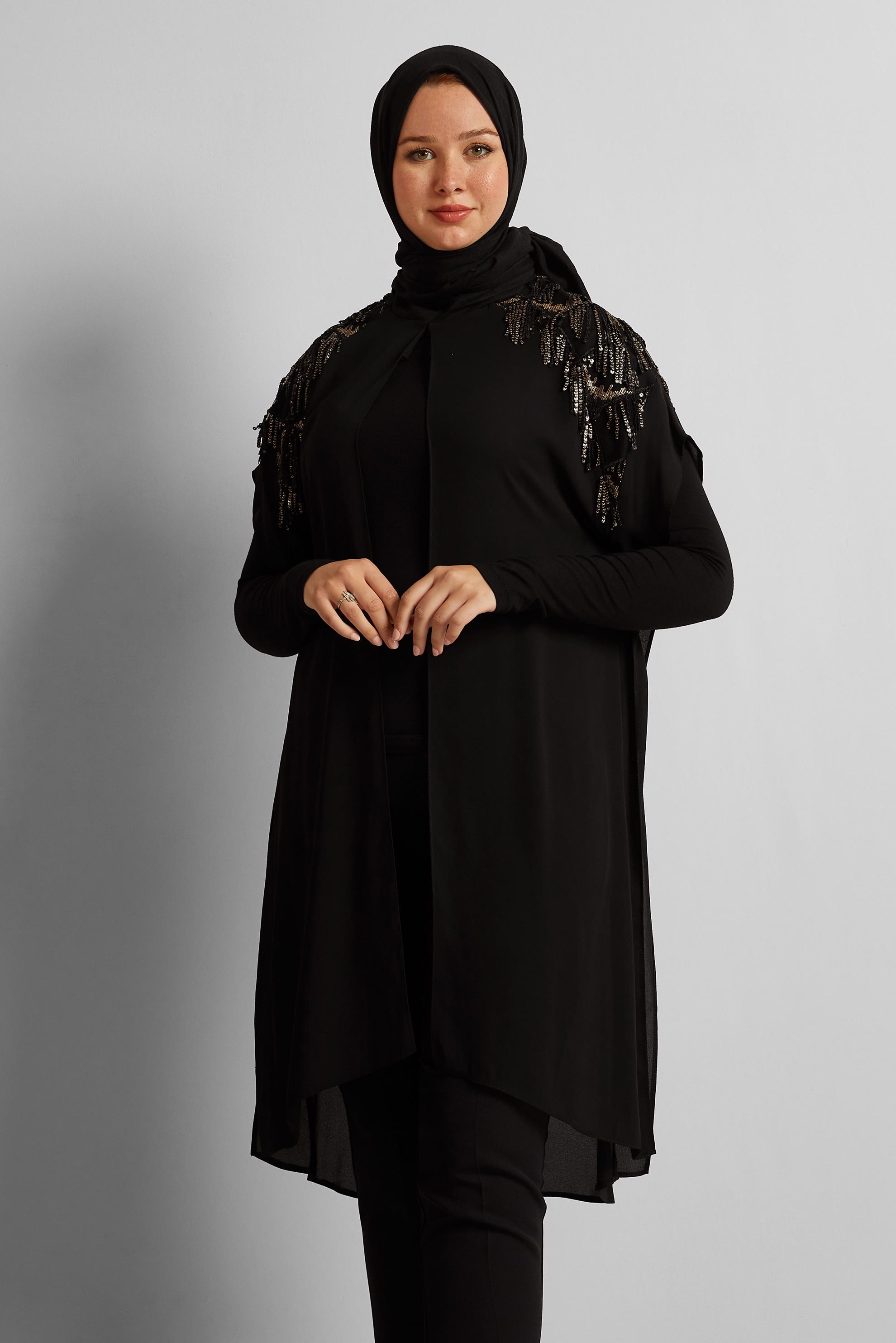 Vêtements hijab NOIR GILET PAILLETÉ 2889