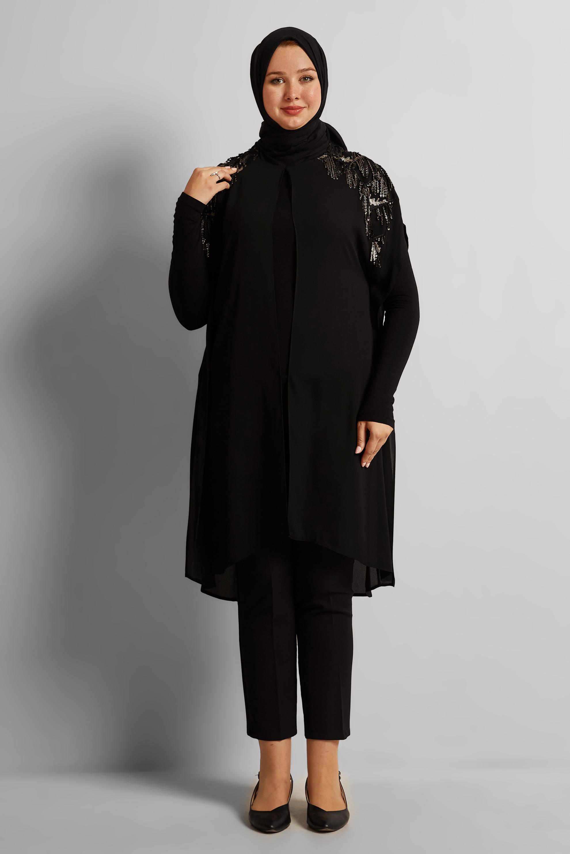 Vêtements hijab NOIR GILET PAILLETÉ 2889