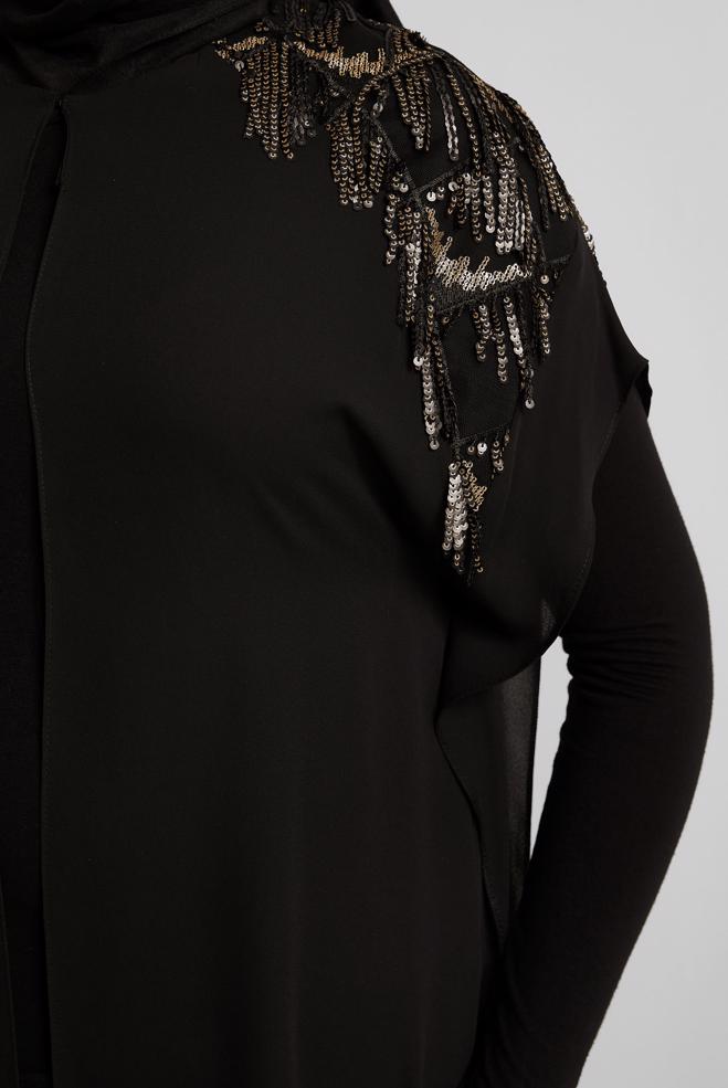 Vêtements hijab NOIR GILET PAILLETÉ 2889 - ALVİNA