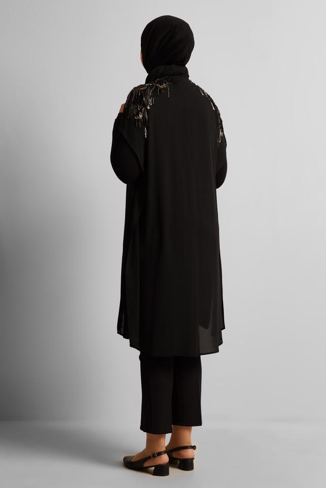 Vêtements hijab NOIR GILET PAILLETÉ 2889 - ALVİNA