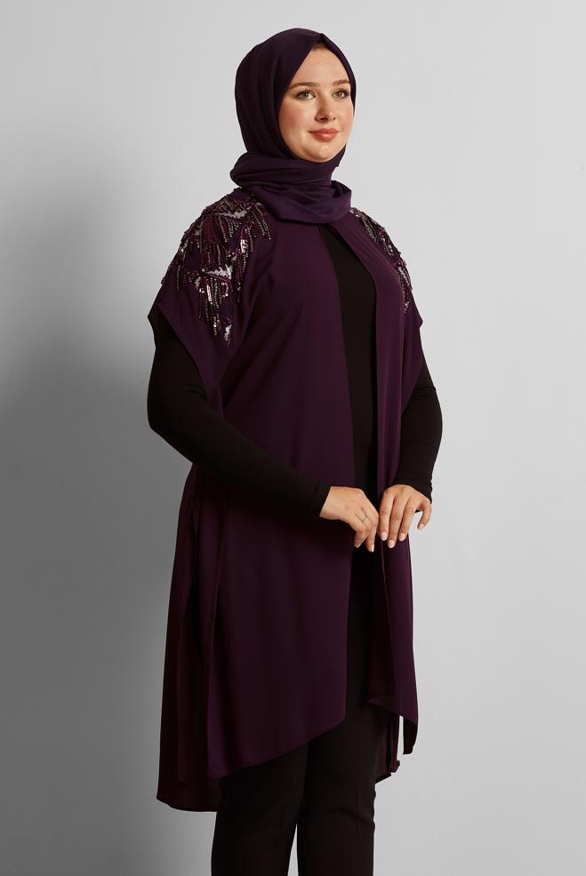 Vêtements hijab PRUNE GILET PAILLETÉ 2889 - ALVİNA