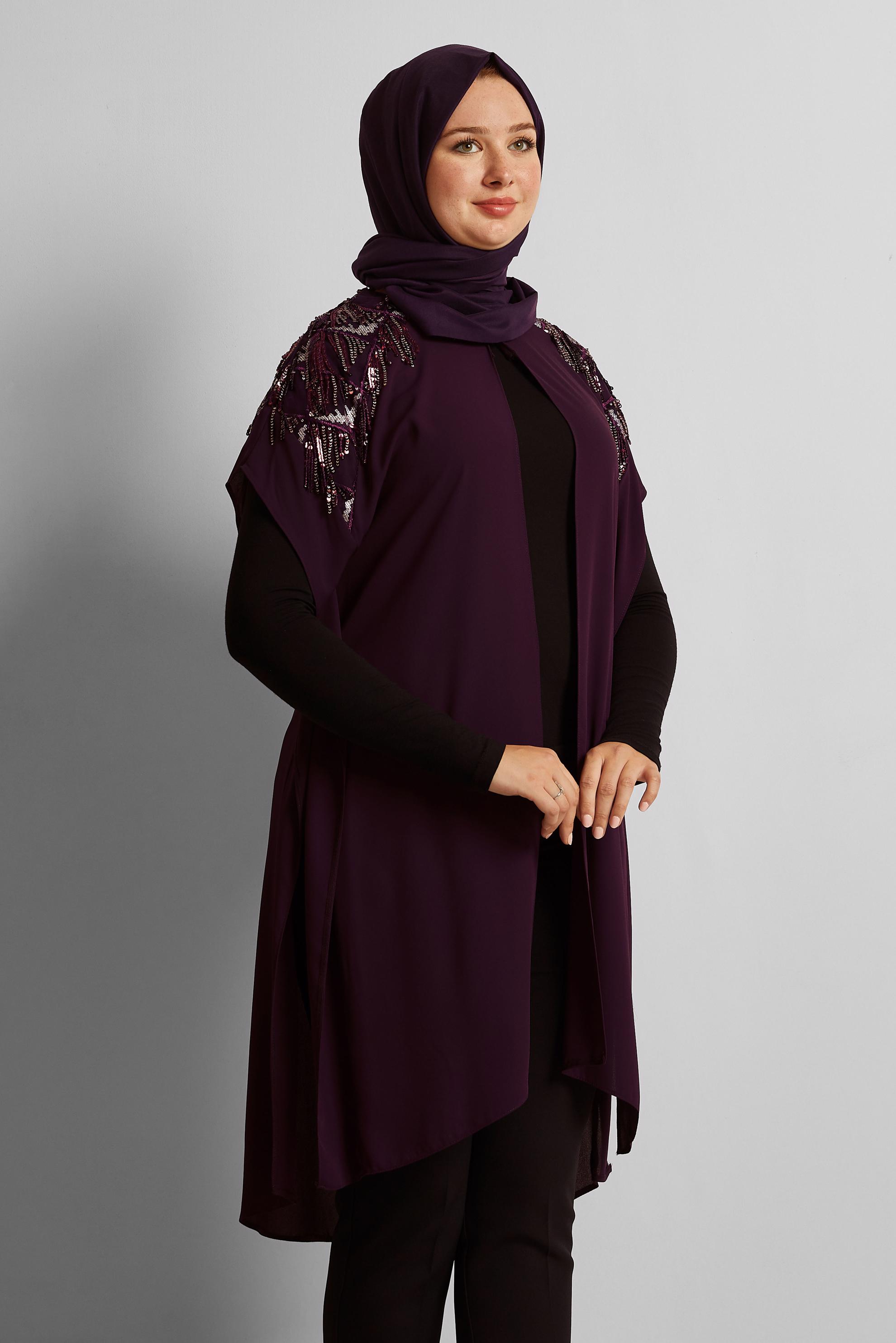Vêtements hijab PRUNE GILET PAILLETÉ 2889