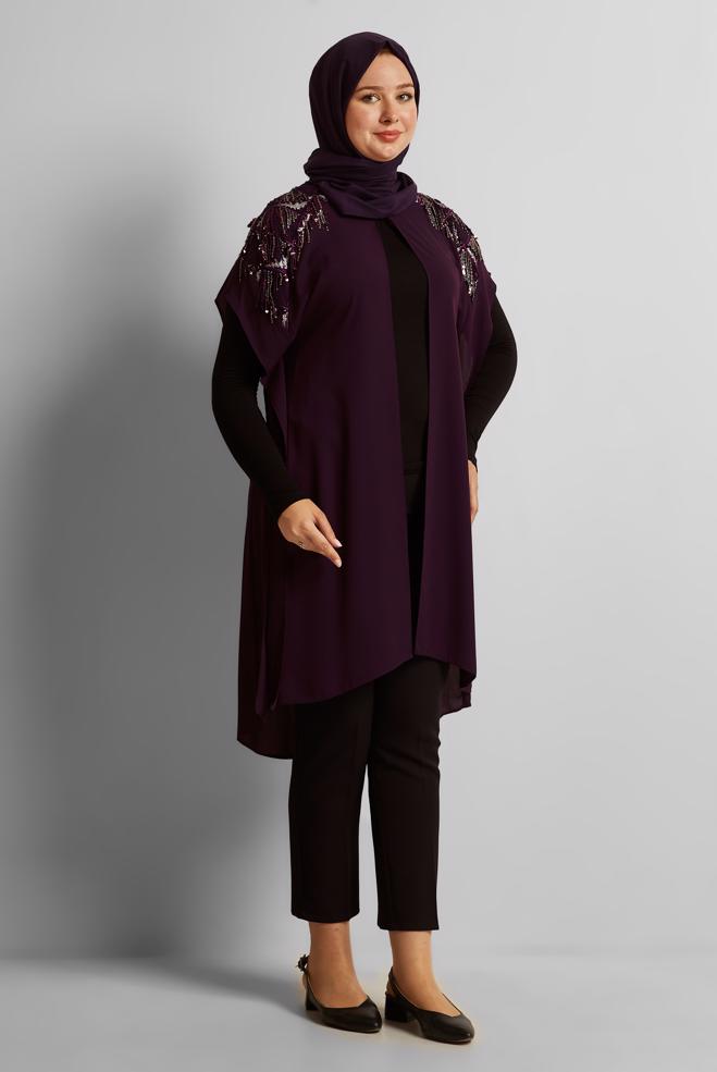 Vêtements hijab PRUNE GILET PAILLETÉ 2889 - ALVİNA