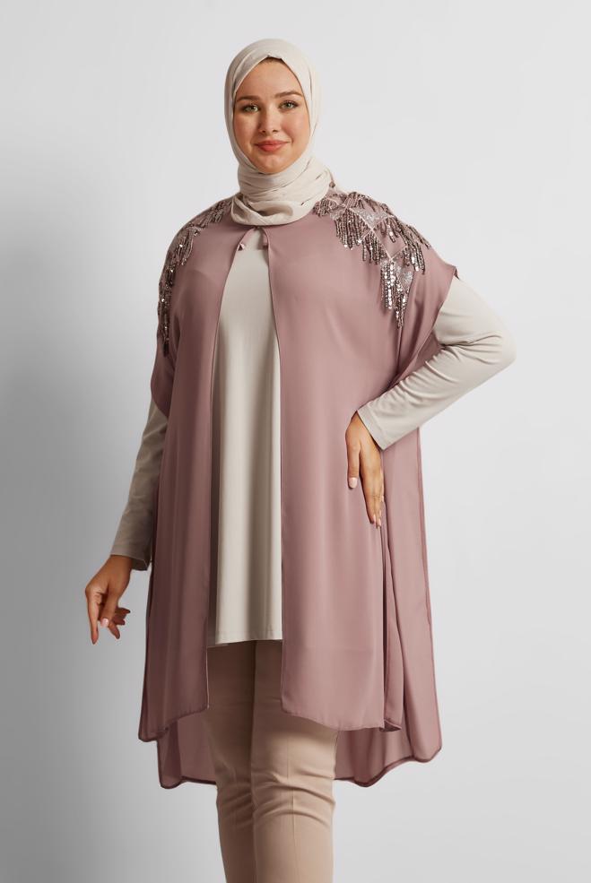 Vêtements hijab ROSE GILET PAILLETÉ 2889 - ALVİNA