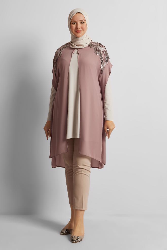 Vêtements hijab ROSE GILET PAILLETÉ 2889 - ALVİNA