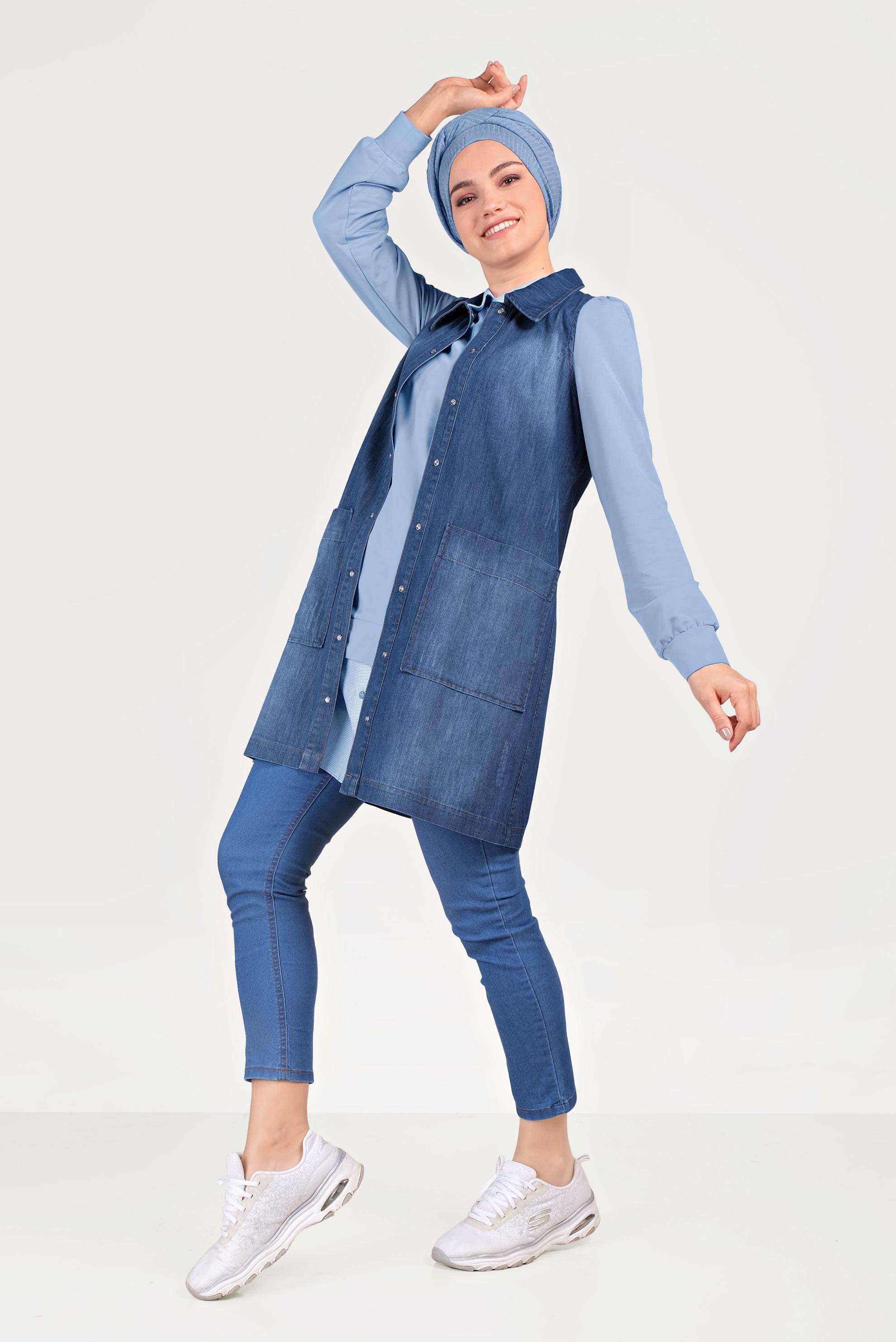 Hijab clothing NAVY BLUE POCKET SPRING VEST 40509 