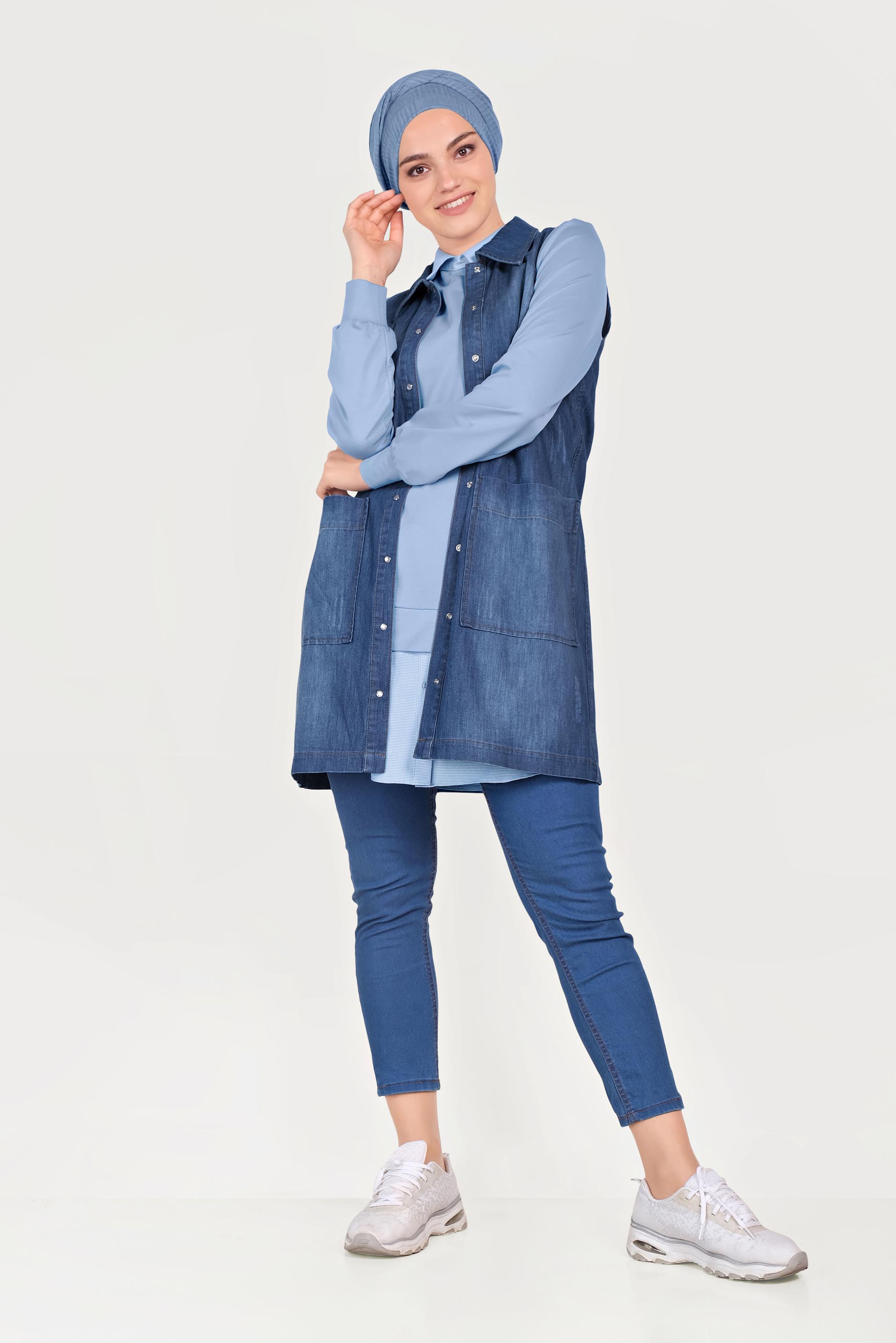 Hijab clothing NAVY BLUE POCKET SPRING VEST 40509 