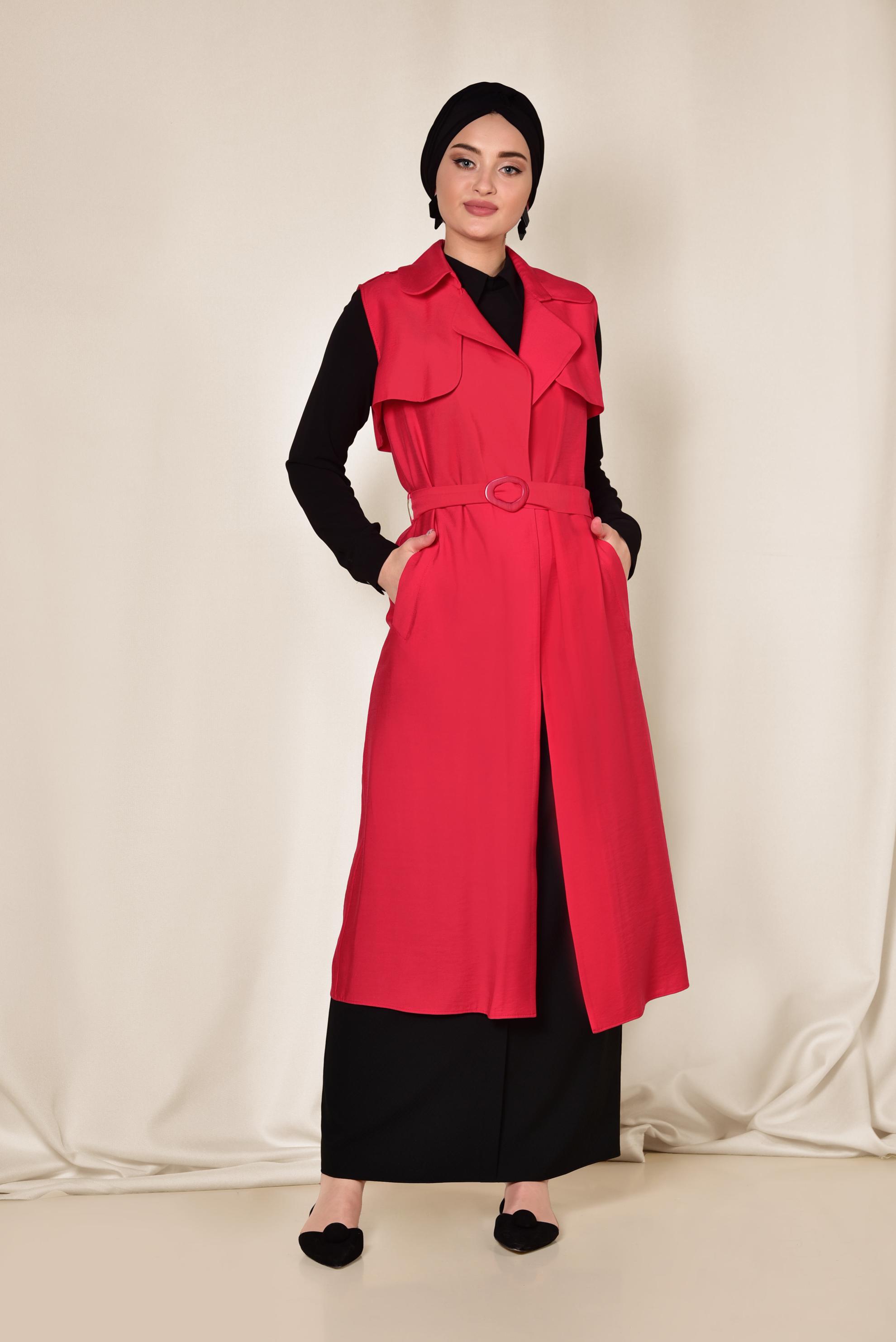 Vêtements hijab ROUGE GILET CEINTURE 4078