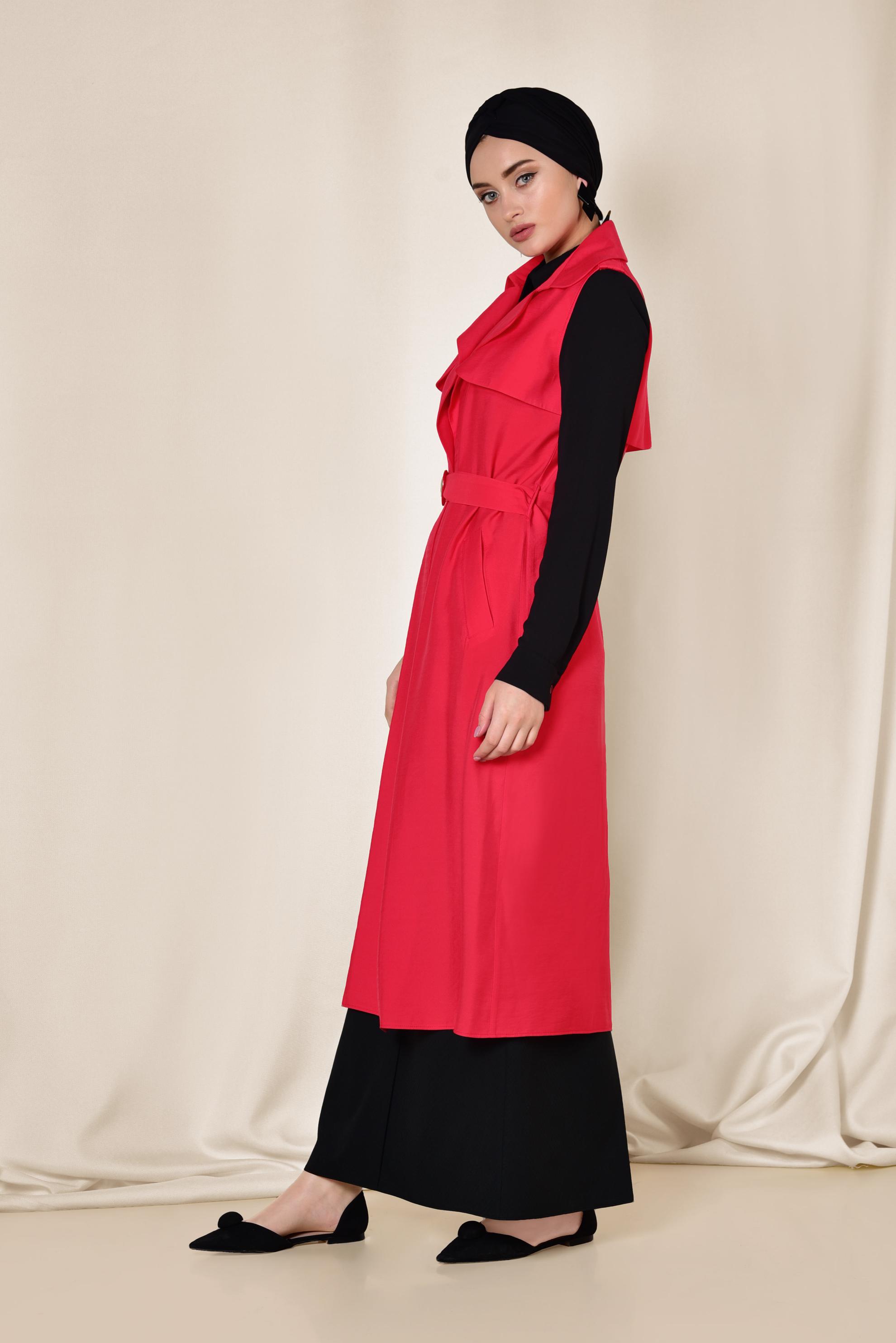 Vêtements hijab ROUGE GILET CEINTURE 4078
