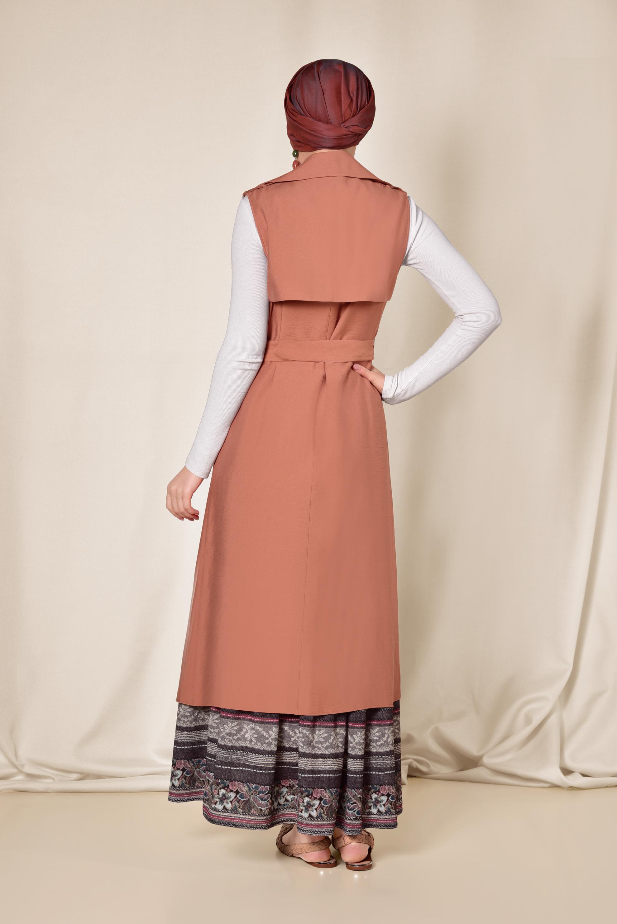 Hijab clothing ORANGE BELTED VEST 4078 