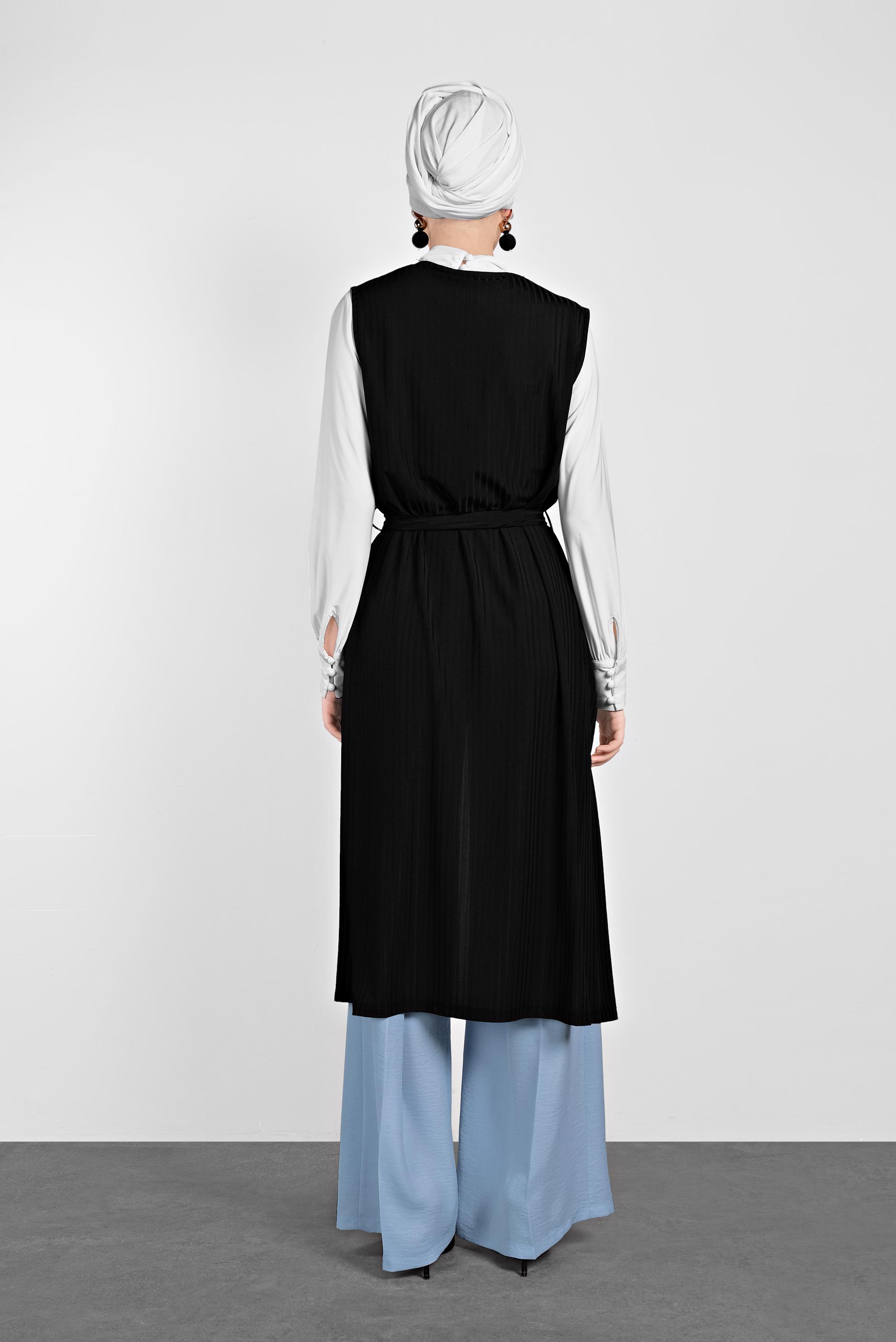 Tesettür giyim SİYAH KUŞAKLI YELEK 4182	