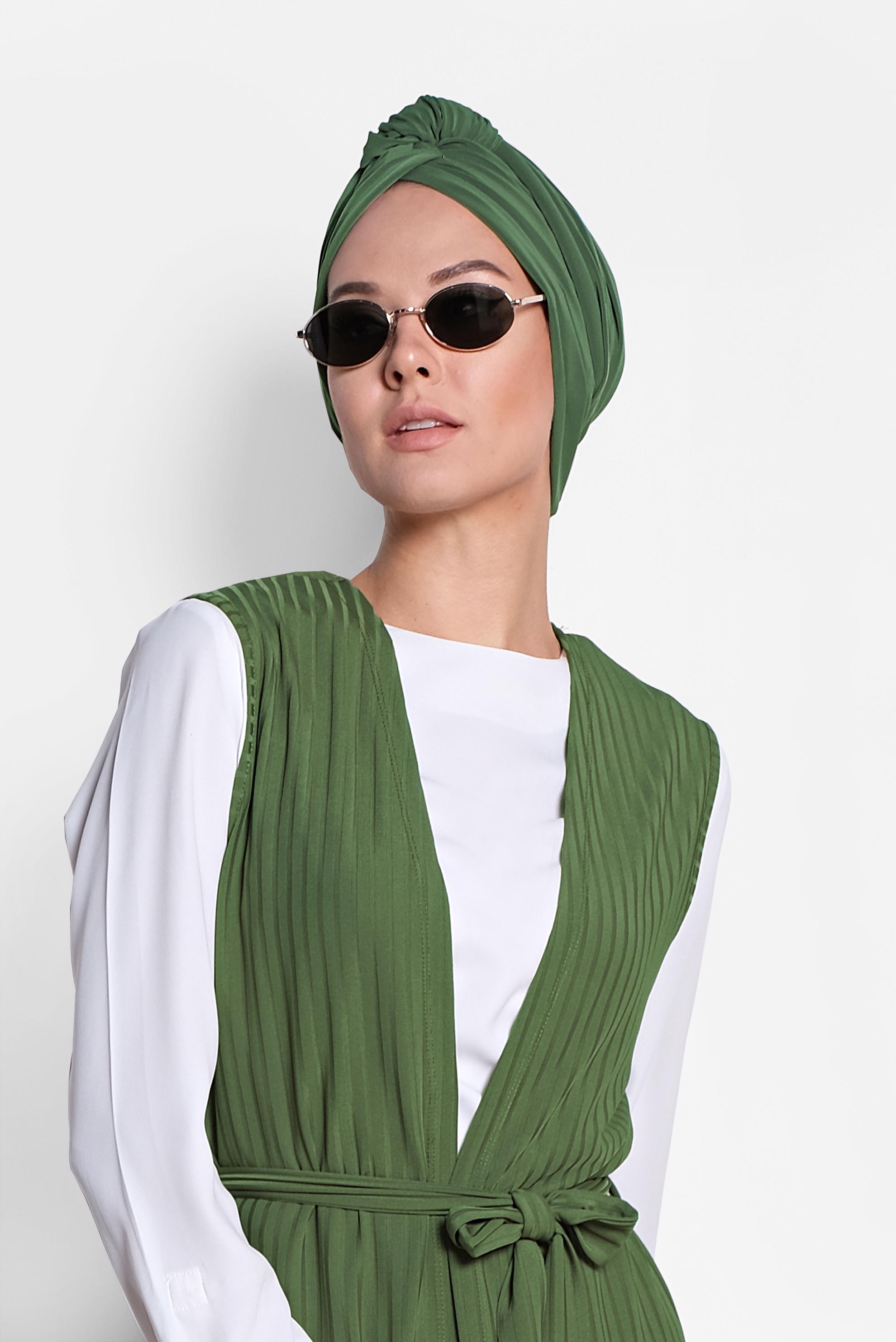 Hijab clothing GREEN BELTED VEST 4182 