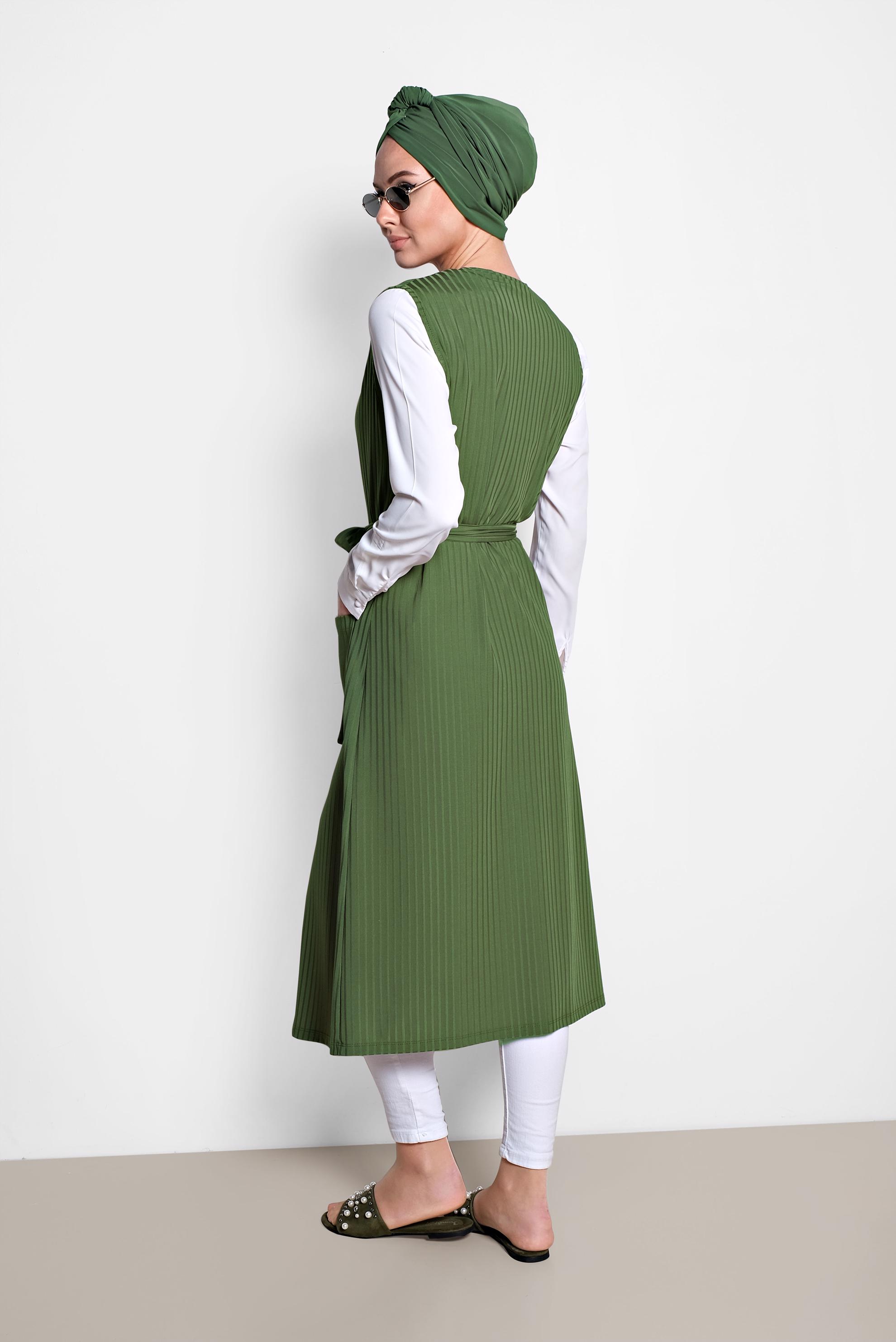Hijab clothing GREEN BELTED VEST 4182 