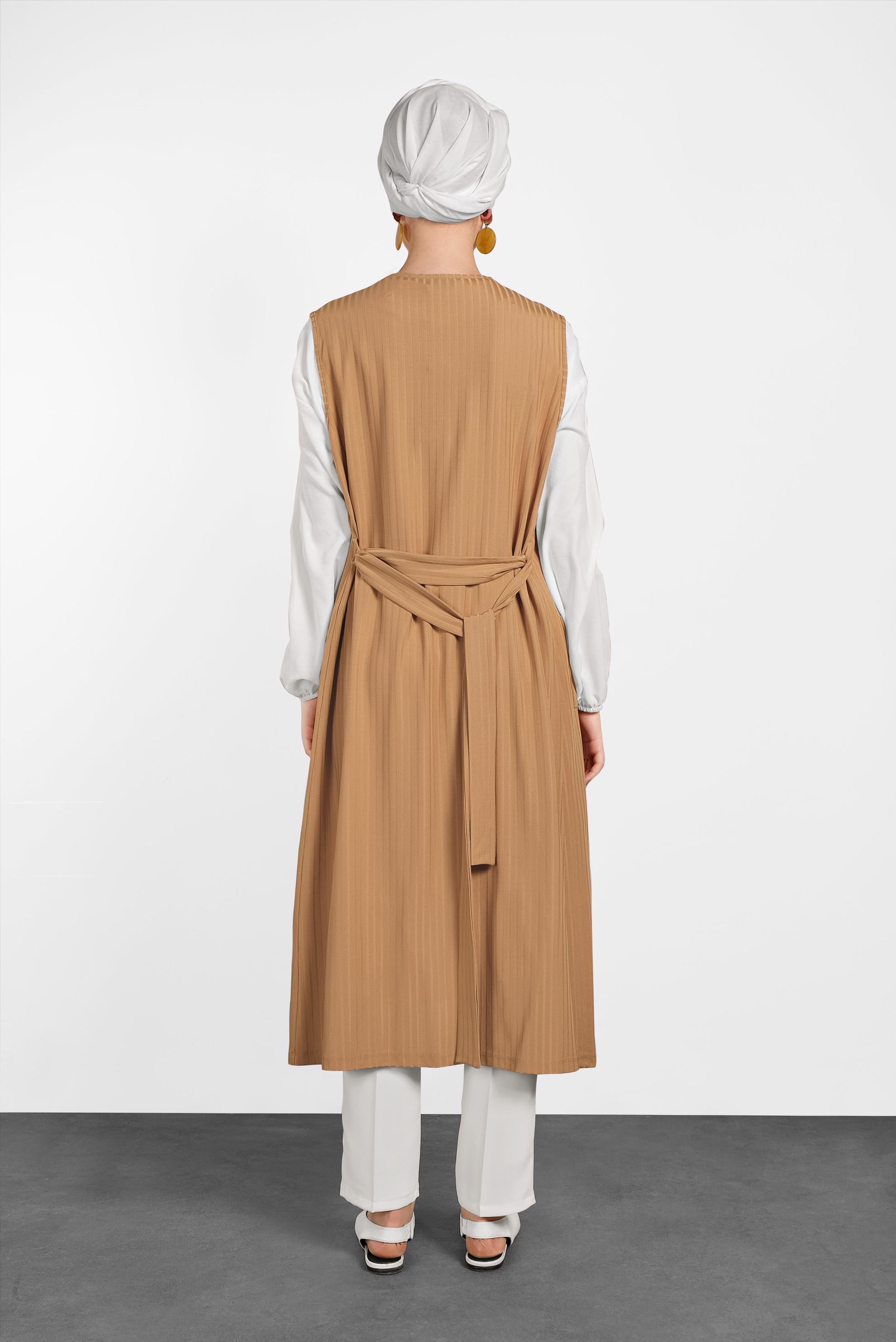 Tesettür giyim SARI KUŞAKLI YELEK 4182	