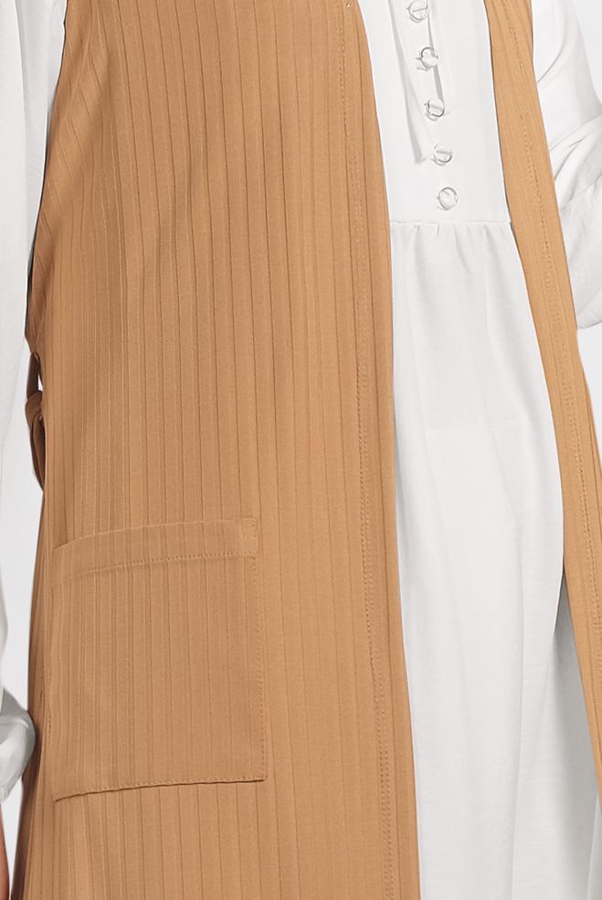 Tesettür giyim SARI KUŞAKLI YELEK 4182	 - ALVİNA