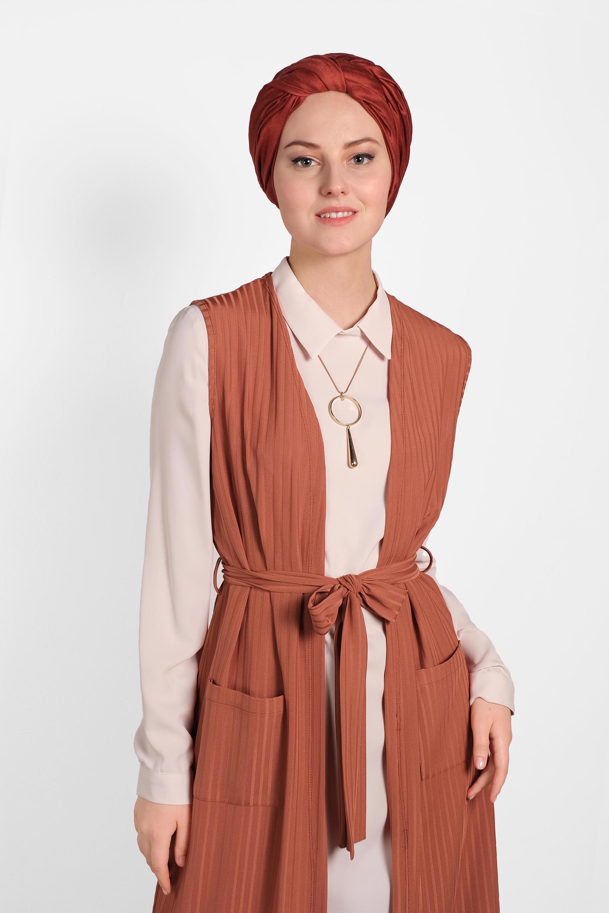 Hijab clothing ORANGE BELTED VEST 4182 