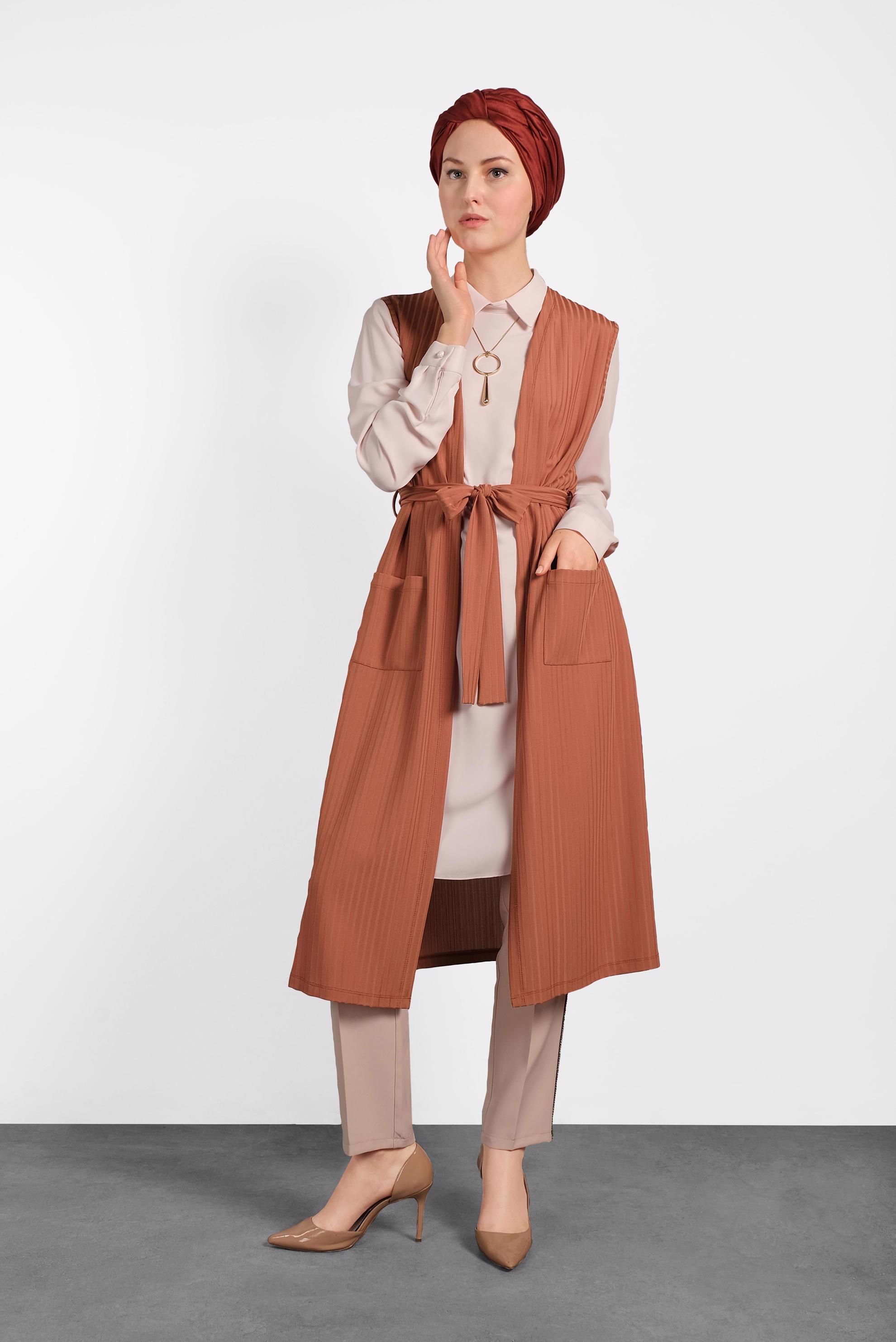 Hijab clothing ORANGE BELTED VEST 4182 