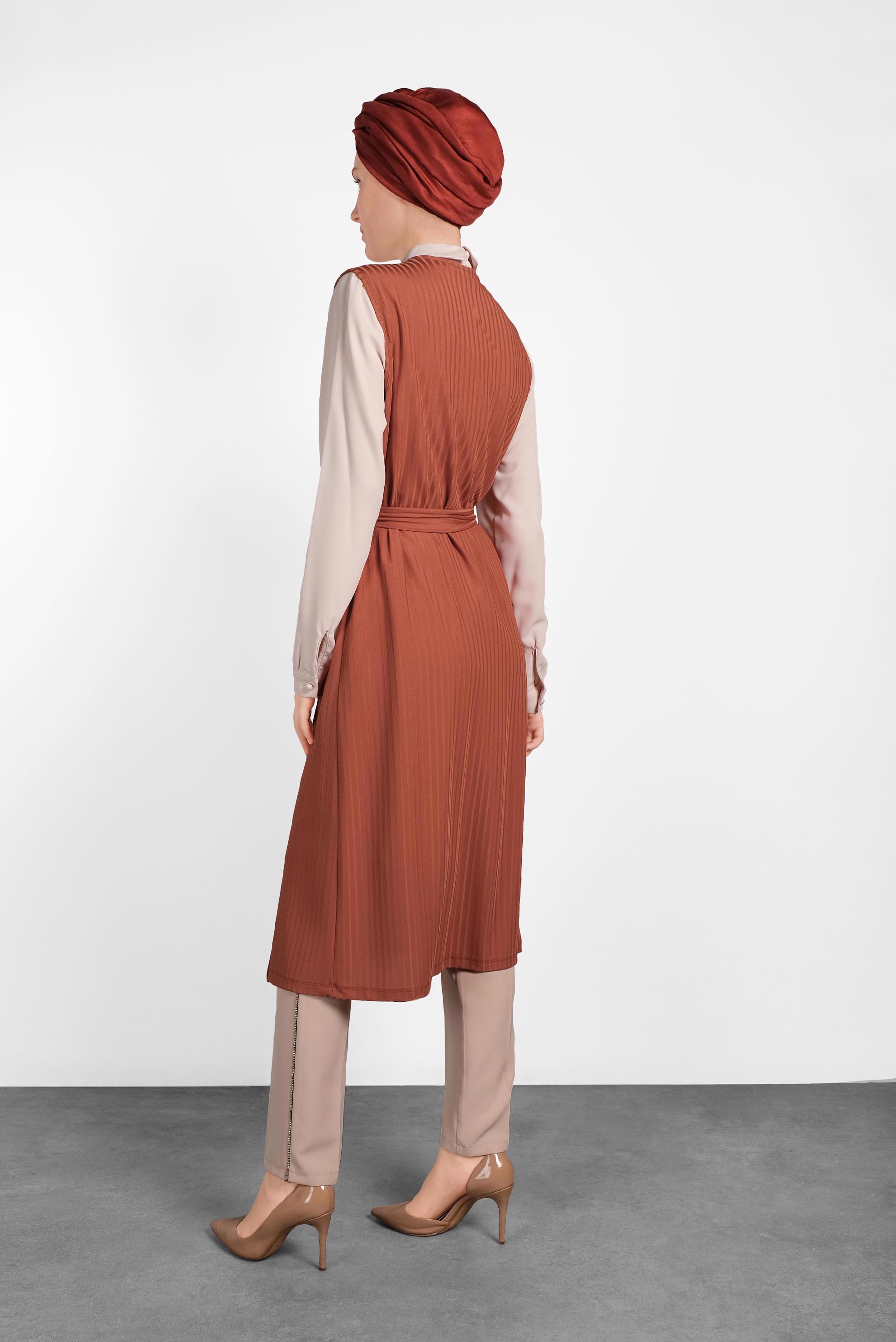 Hijab clothing ORANGE BELTED VEST 4182 