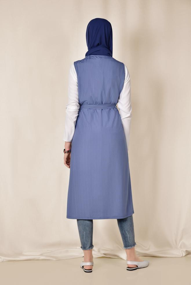 Tesettür giyim LACİVERT KUŞAKLI YELEK 4182	 - ALVİNA