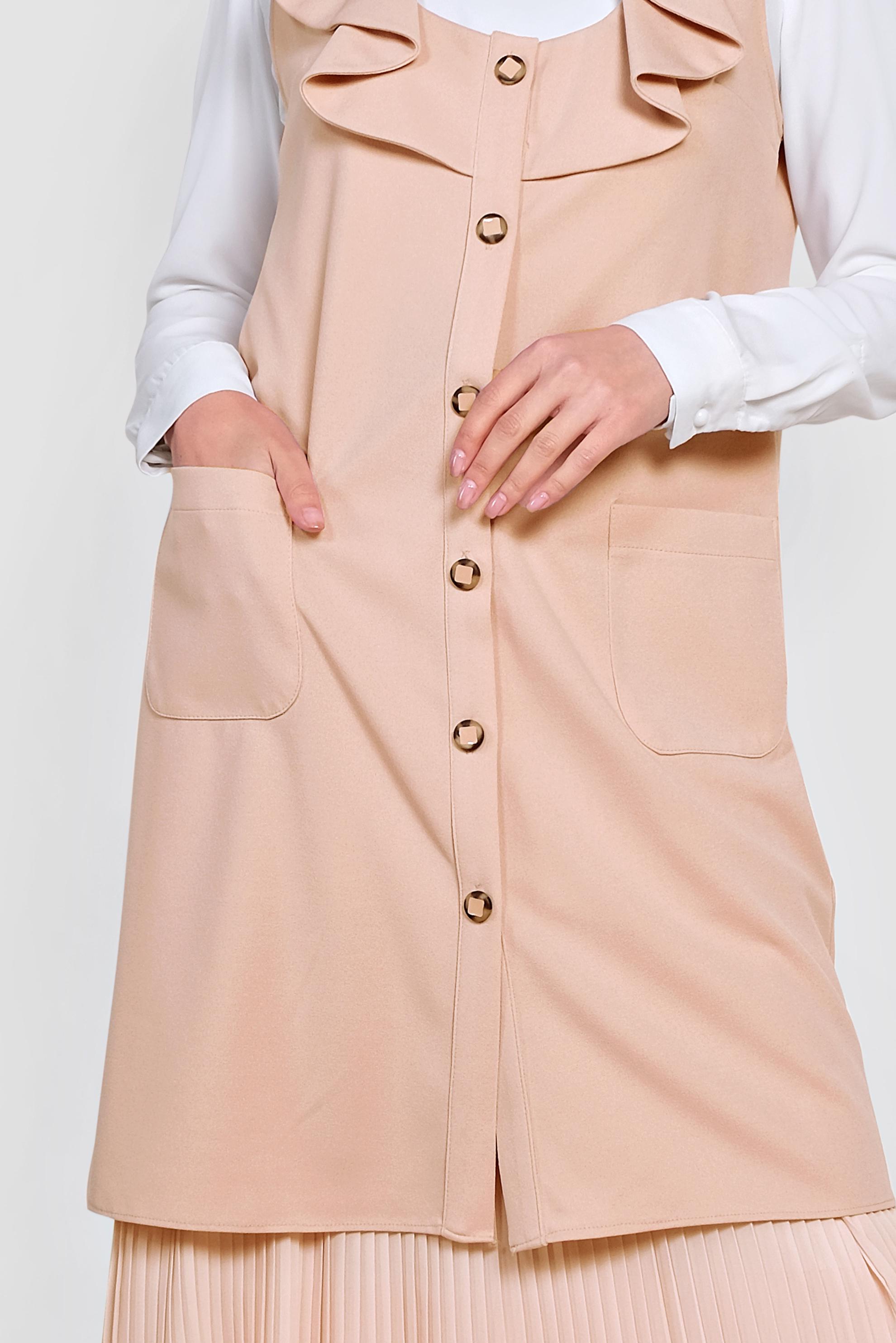 Vêtements hijab POUDRE GILET BOUTONNÉ À VOLANTS 4184