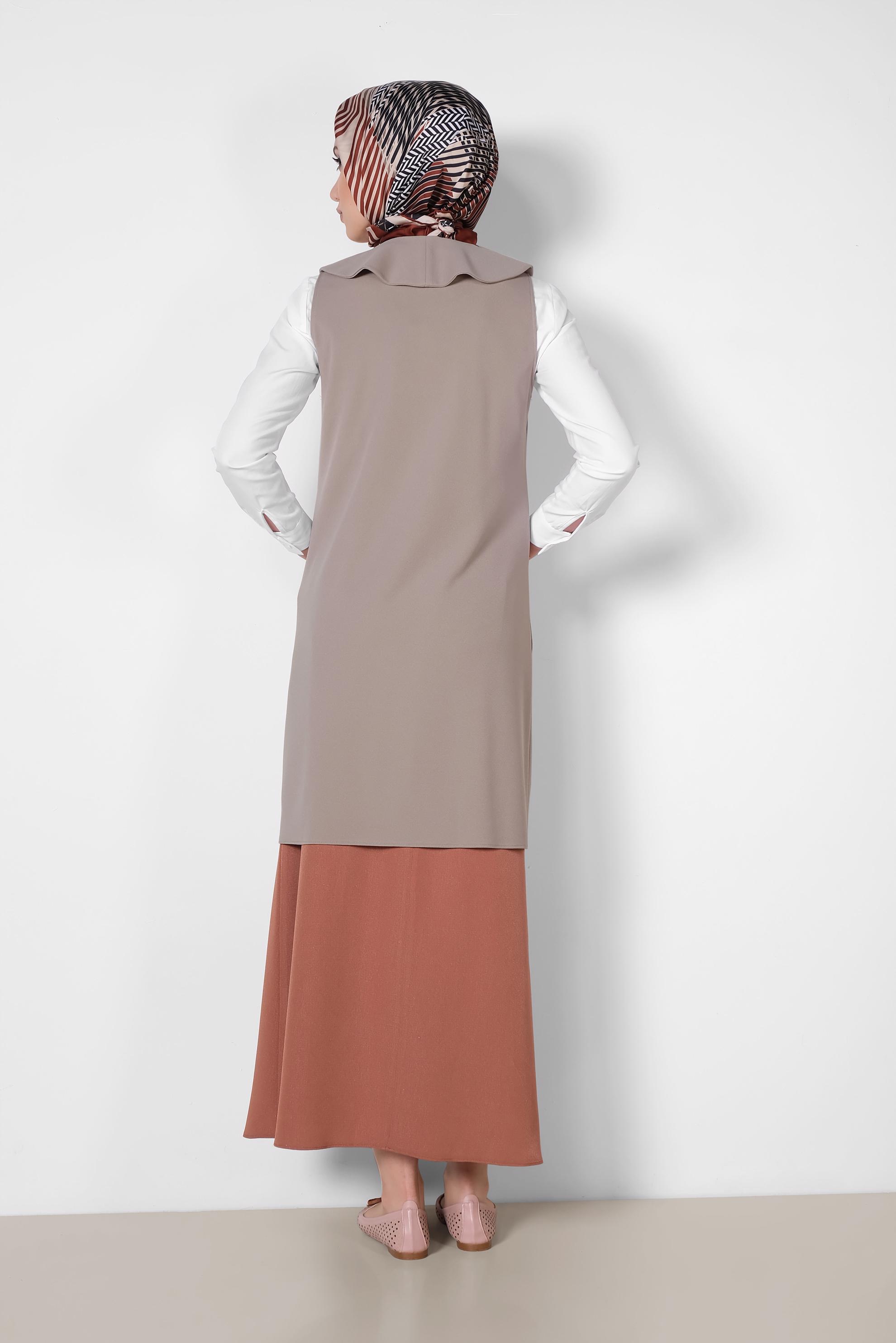 Hijab clothing MINK RUFFLED BUTTONED VEST 4184 