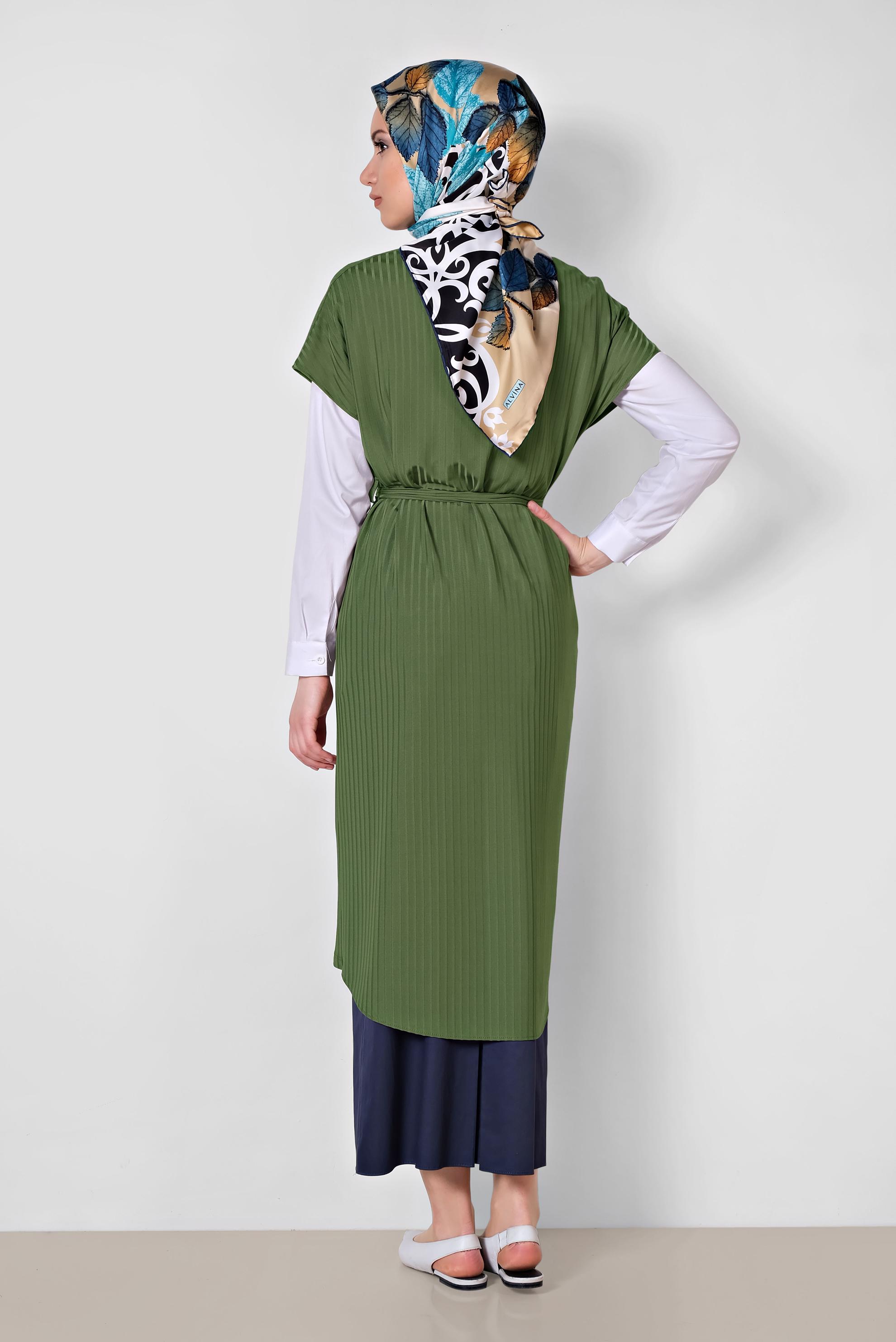 Hijab clothing GREEN BELTED VEST 4241 