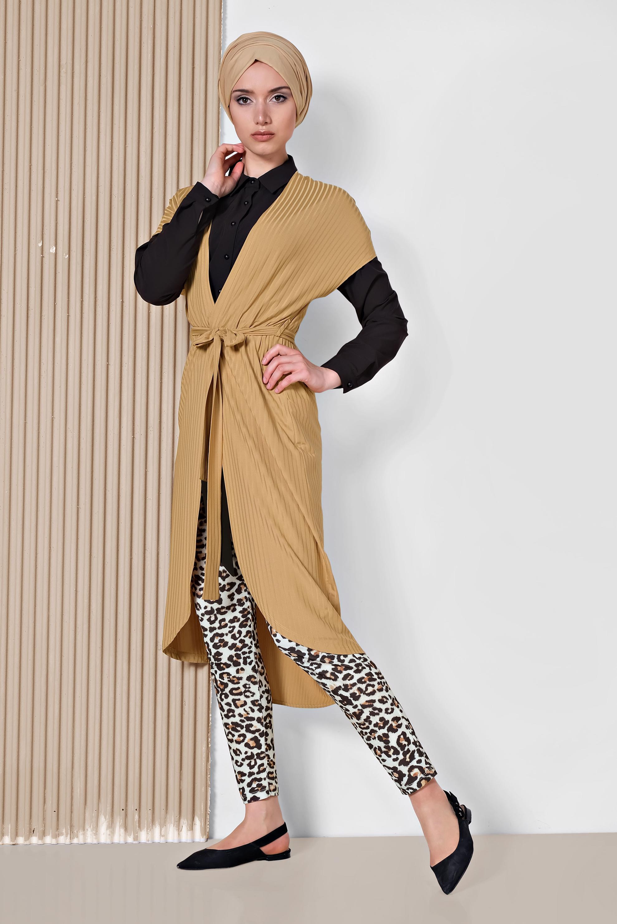 Hijab clothing YELLOW BELTED VEST 4241 