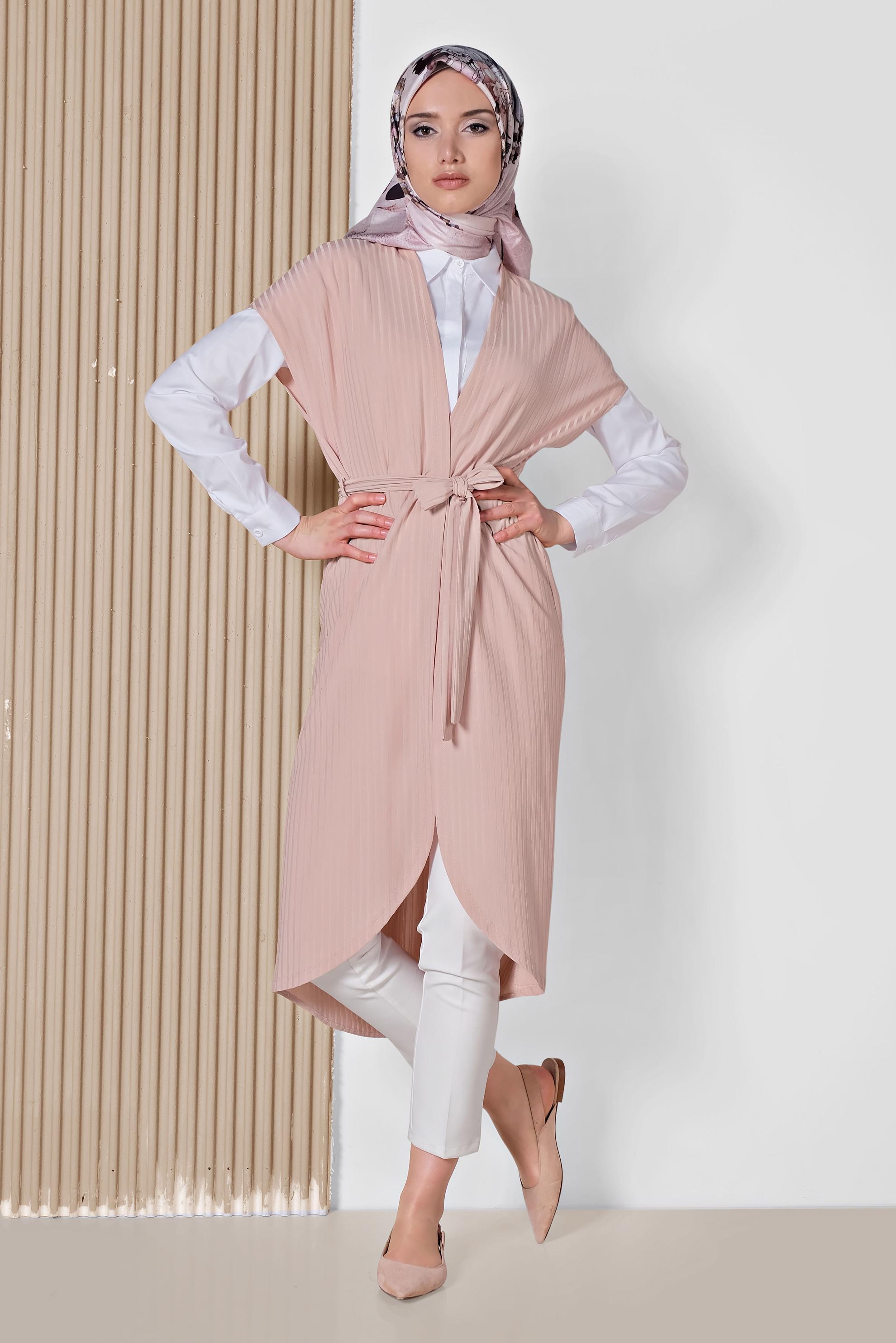 Hijab clothing POWDER BELTED VEST 4241 