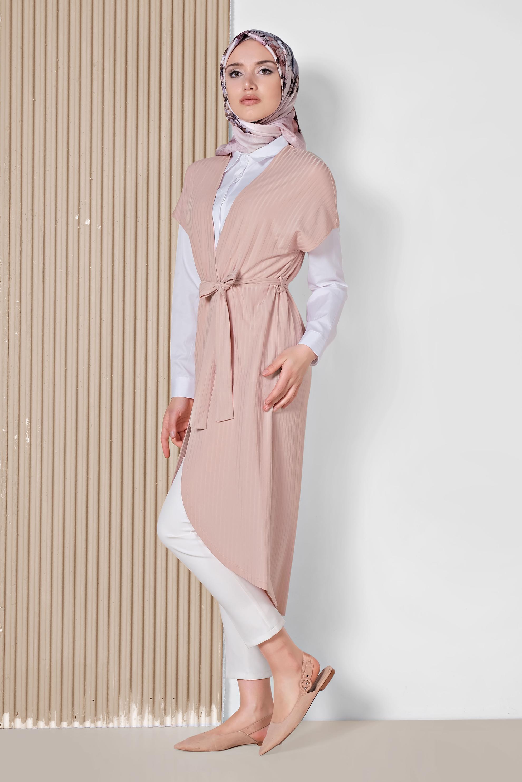 Hijab clothing POWDER BELTED VEST 4241 