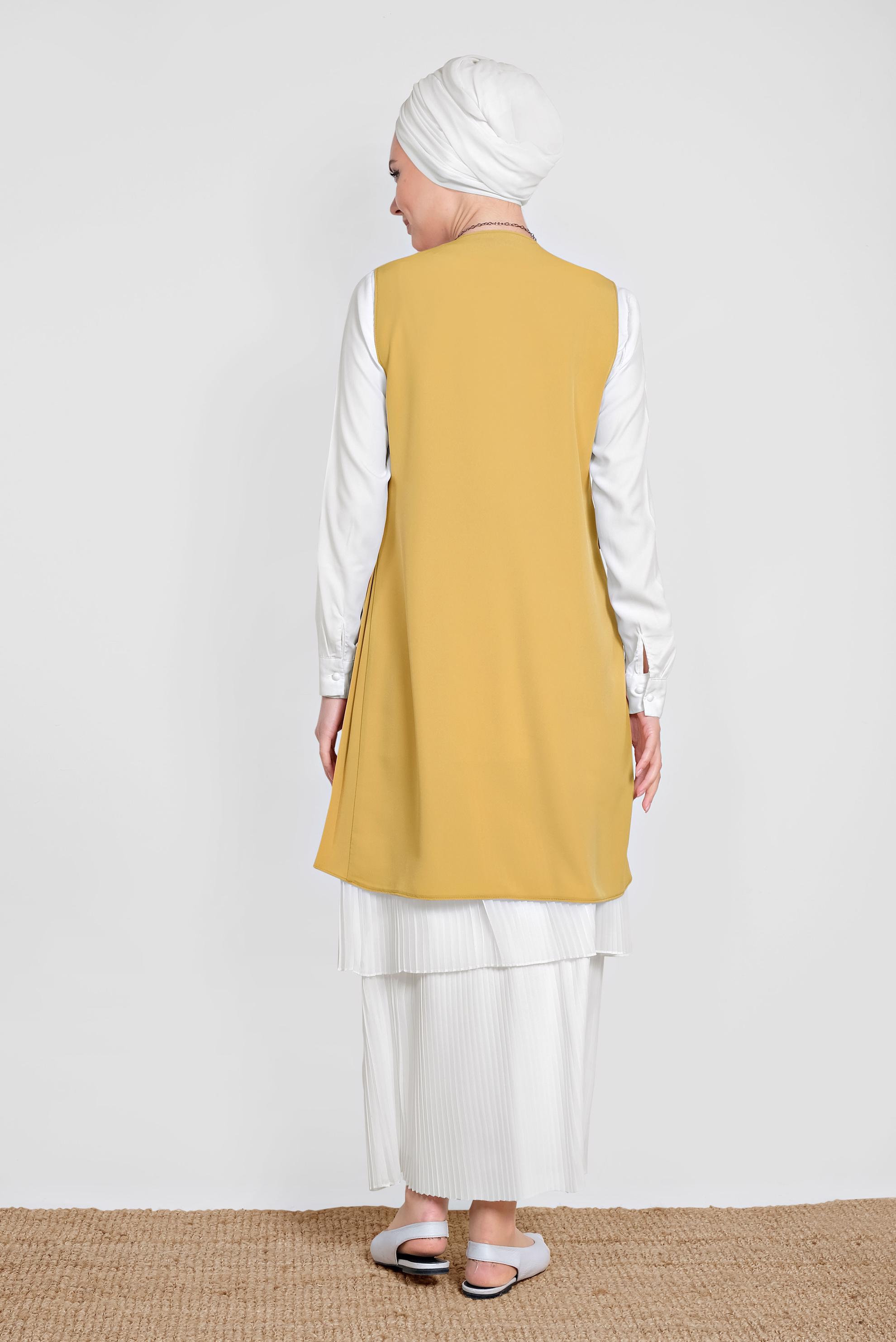 Tesettür giyim ALTIN PİLİSELİ YELEK 4244