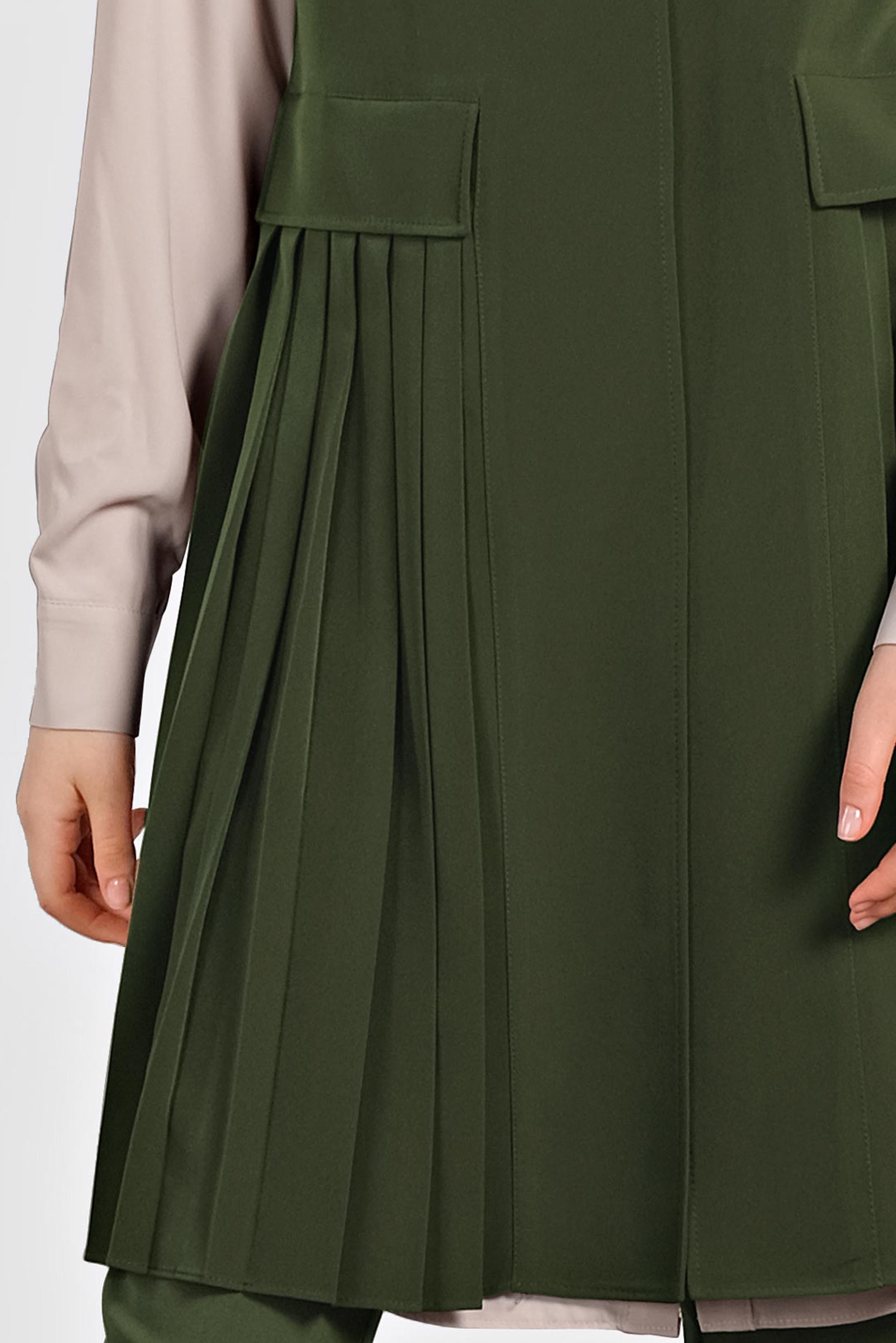 Tesettür giyim HAKİ PİLİSELİ YELEK 4244