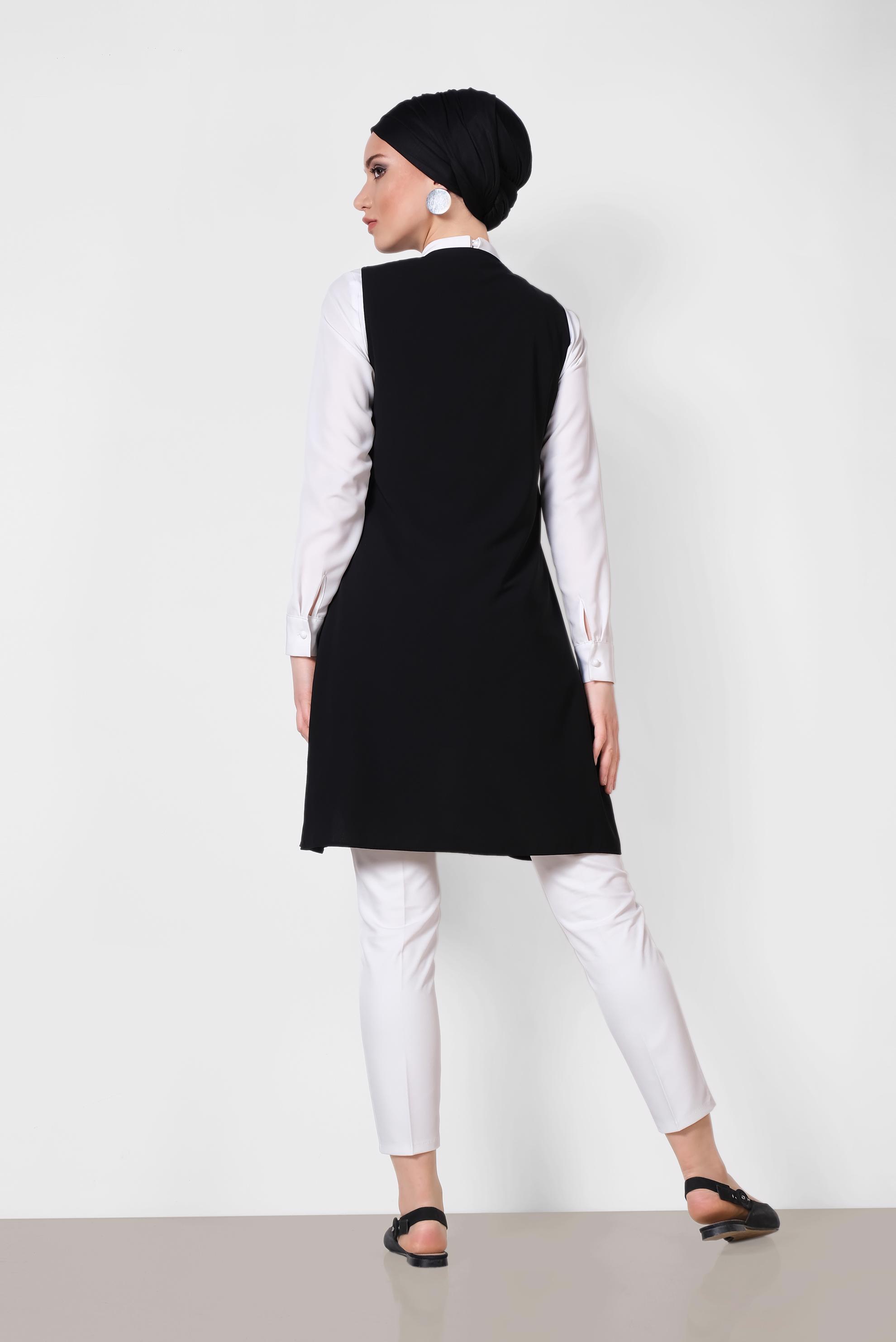 Tesettür giyim SİYAH NAKIŞLI YELEK 4248