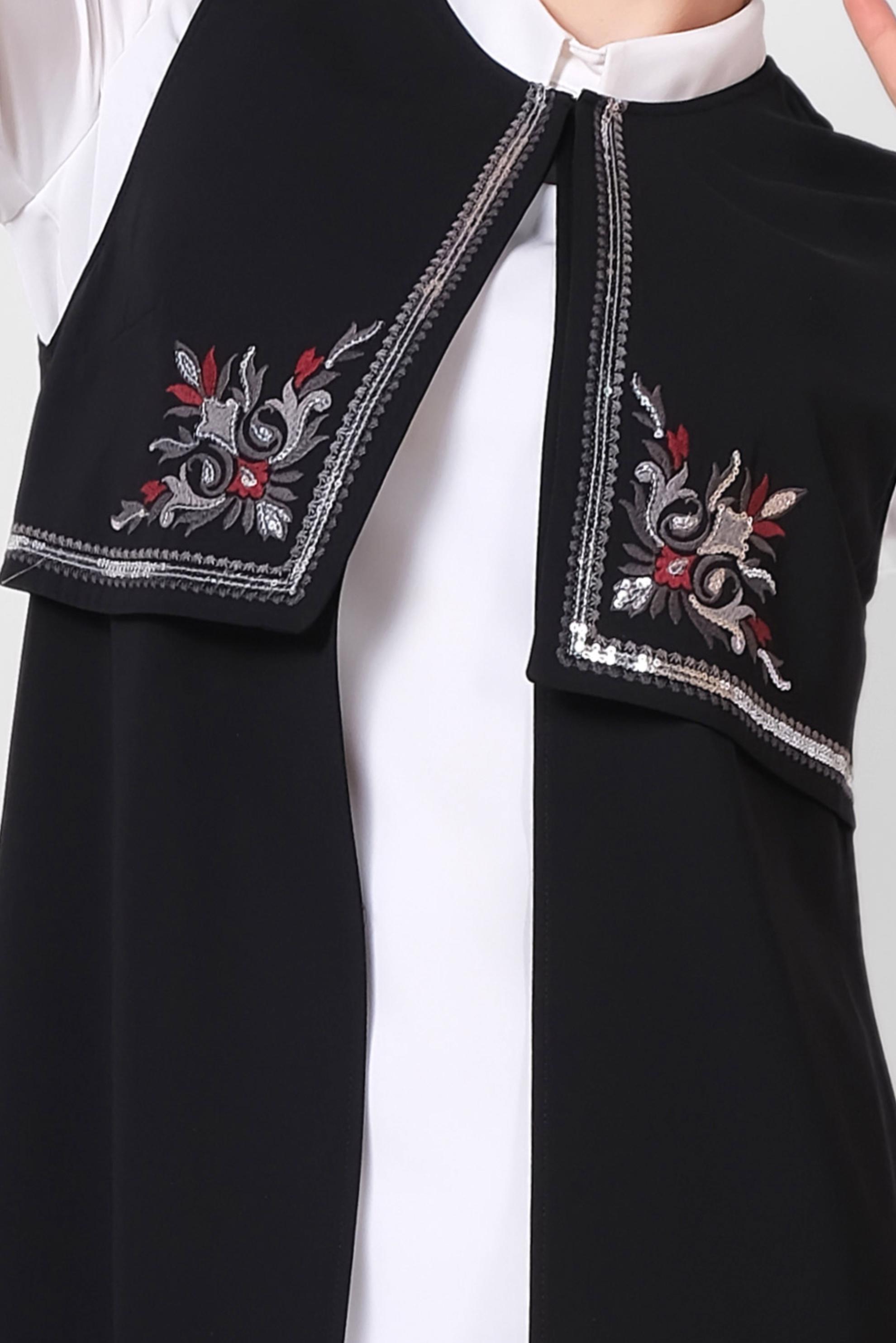 Tesettür giyim SİYAH NAKIŞLI YELEK 4248