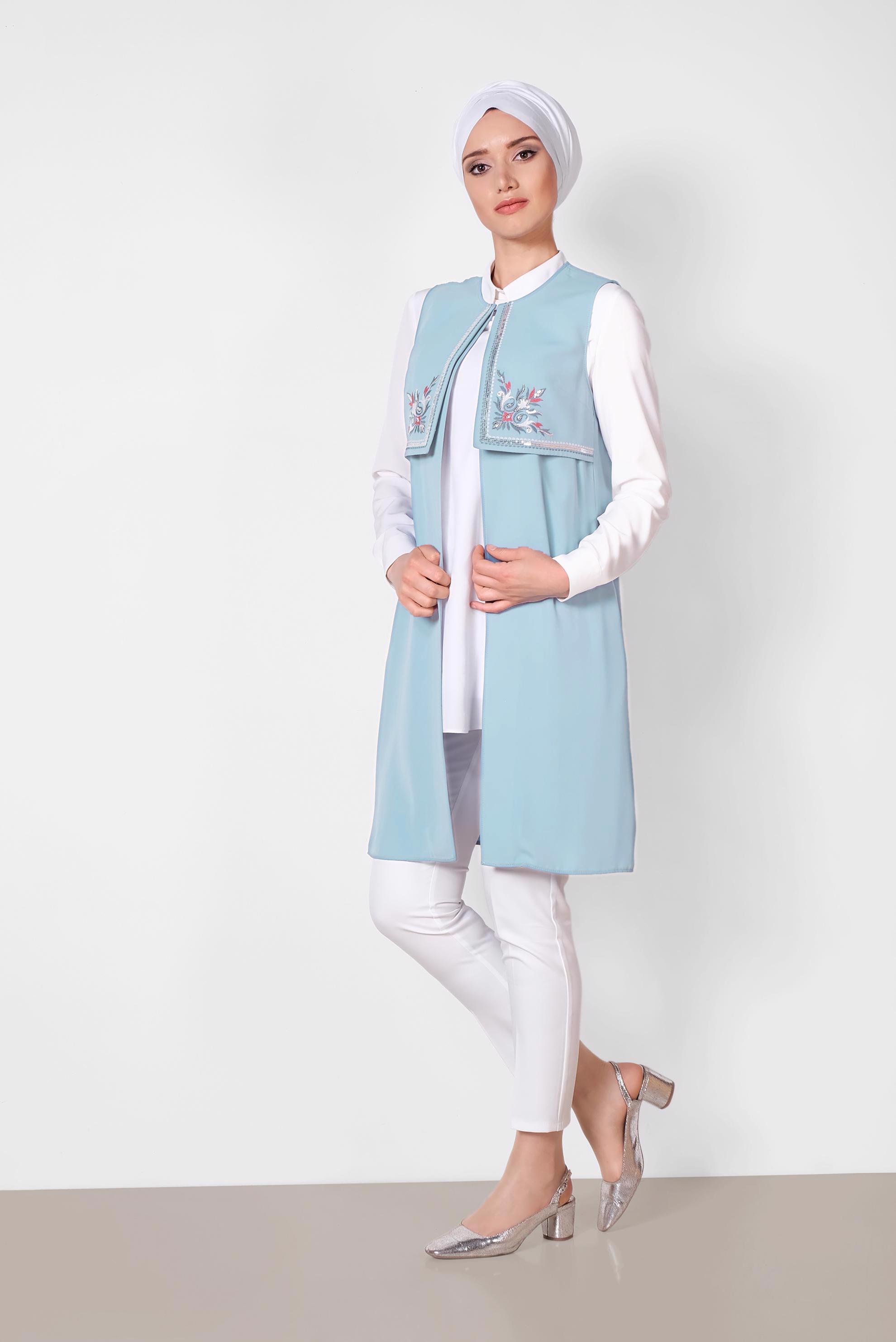 Tesettür giyim MAVİ 4248 AÇELYA YELEK 38/44 TEK40