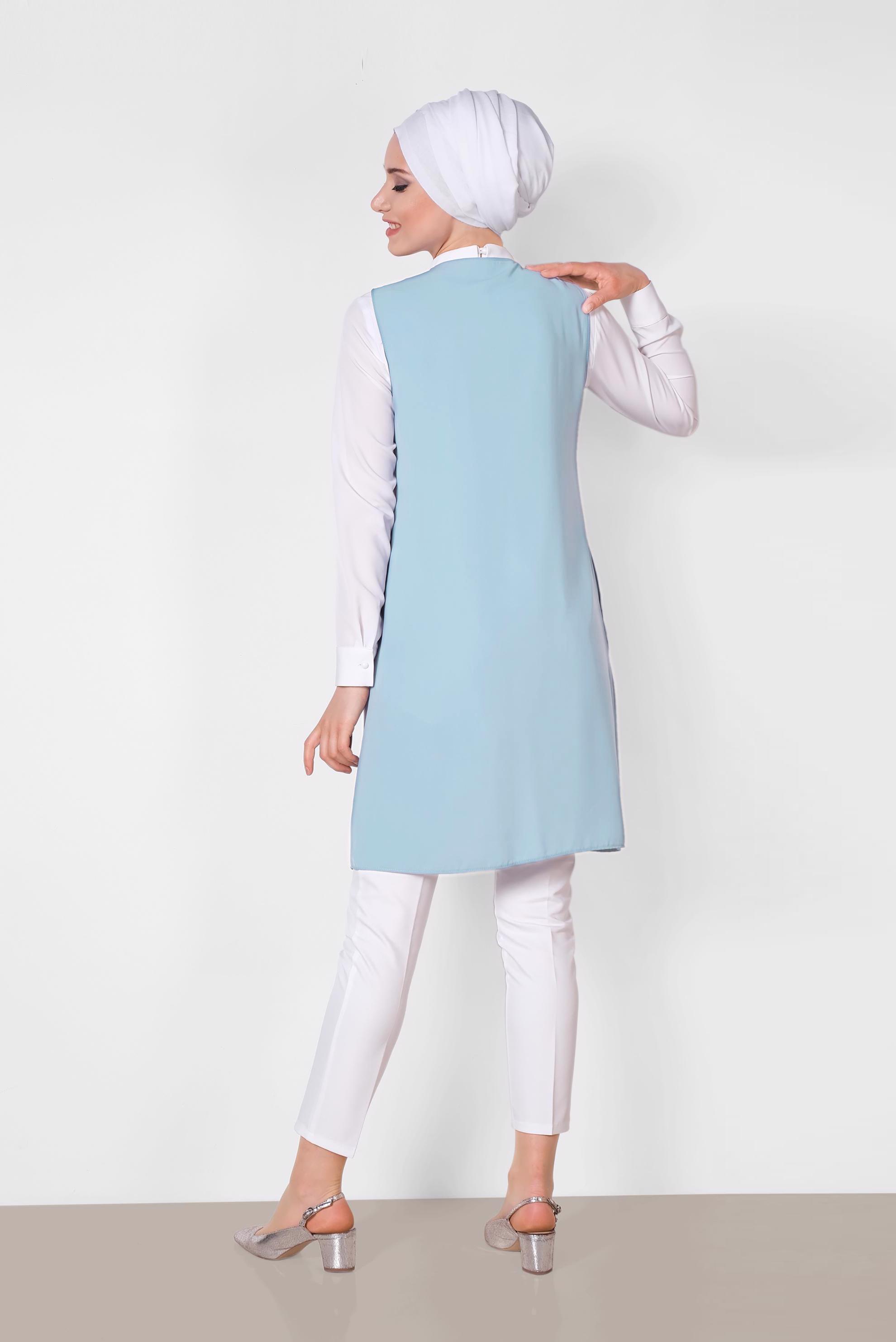 Tesettür giyim MAVİ 4248 AÇELYA YELEK 38/44 TEK40