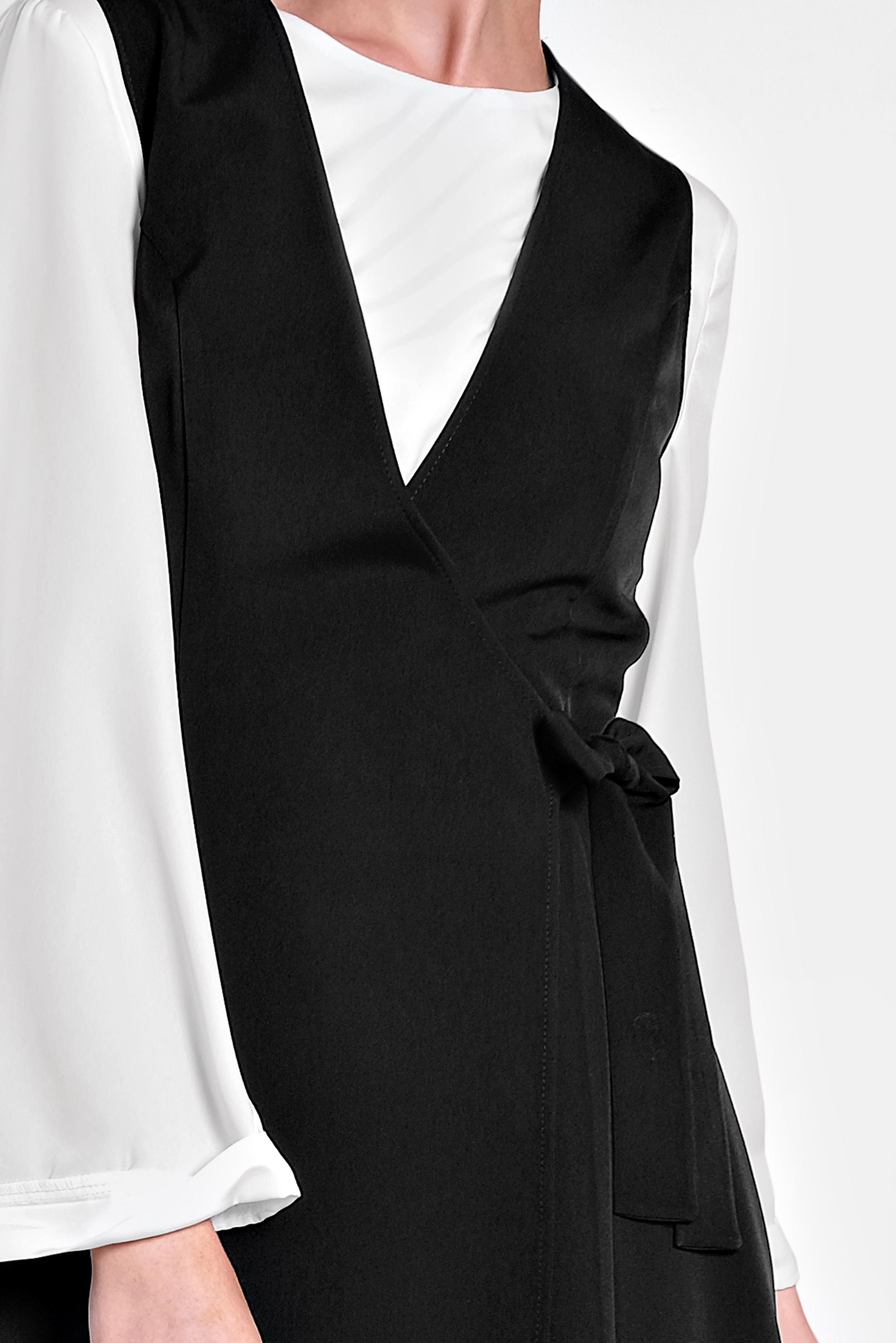 Tesettür giyim SİYAH YANDAN BAĞCIKLI PİLELİ YELEK 4249