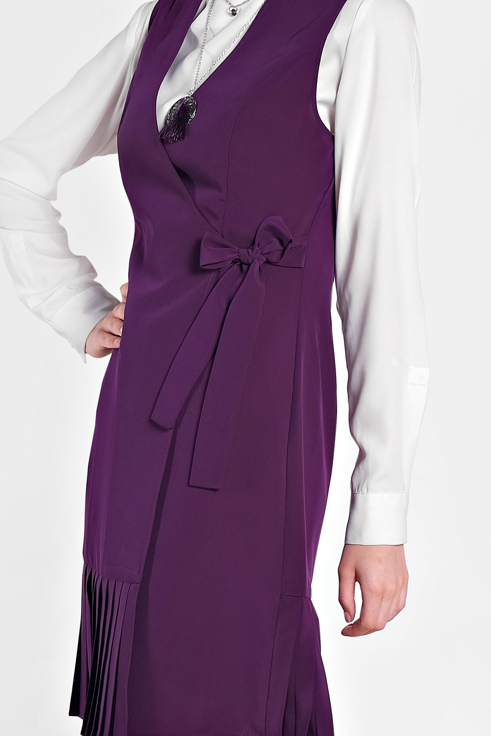 Hijab clothing PURPLE TIE DETAIL PLEATED VEST 4249 