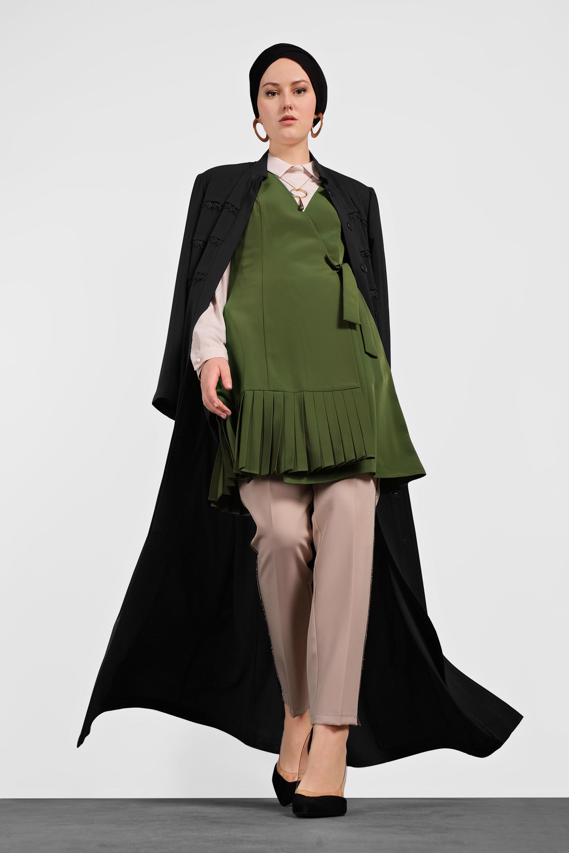 Vêtements hijab KAKI GILET PLISSÉ 4249