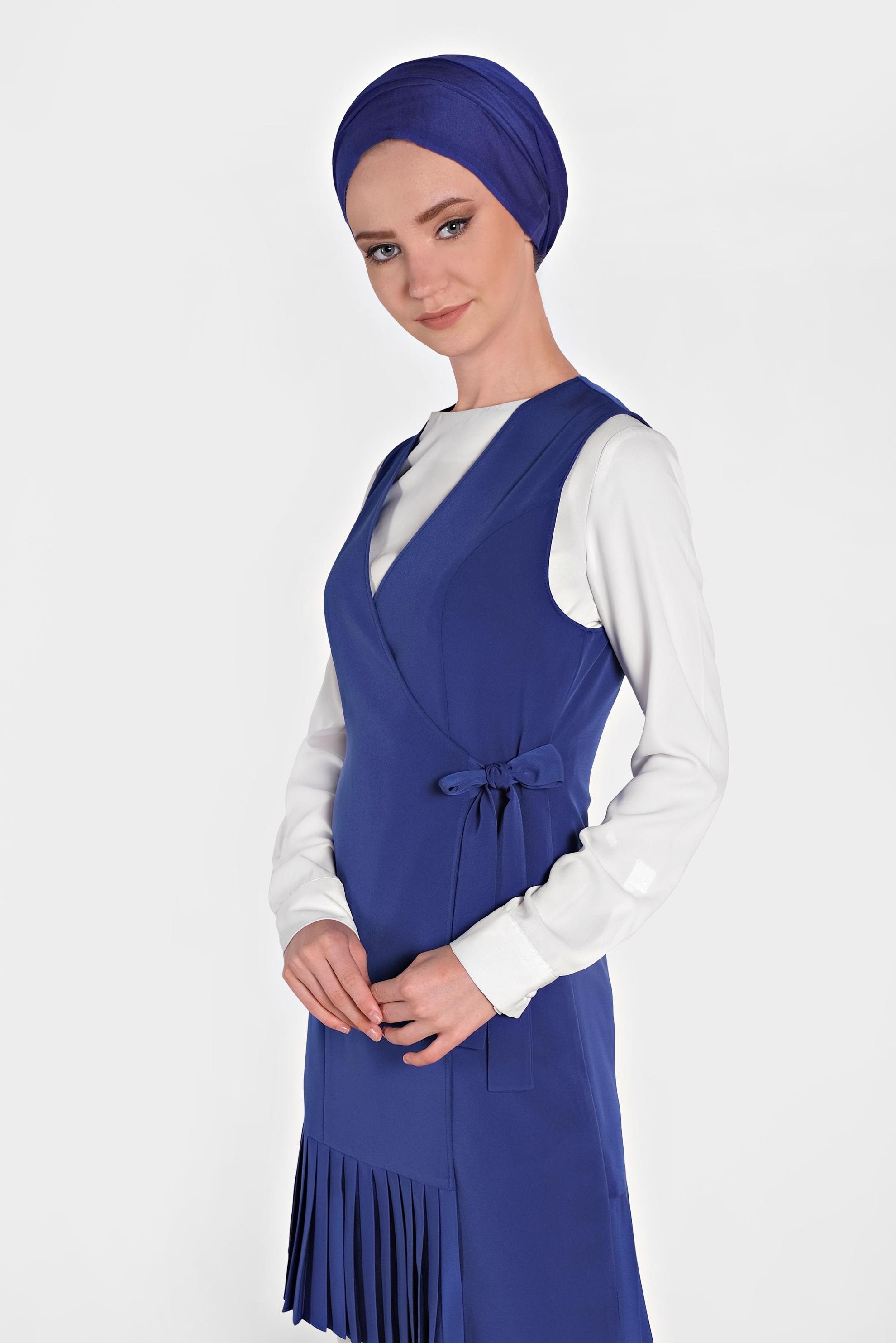 Vêtements hijab BLEU GILET PLISSÉ 4249