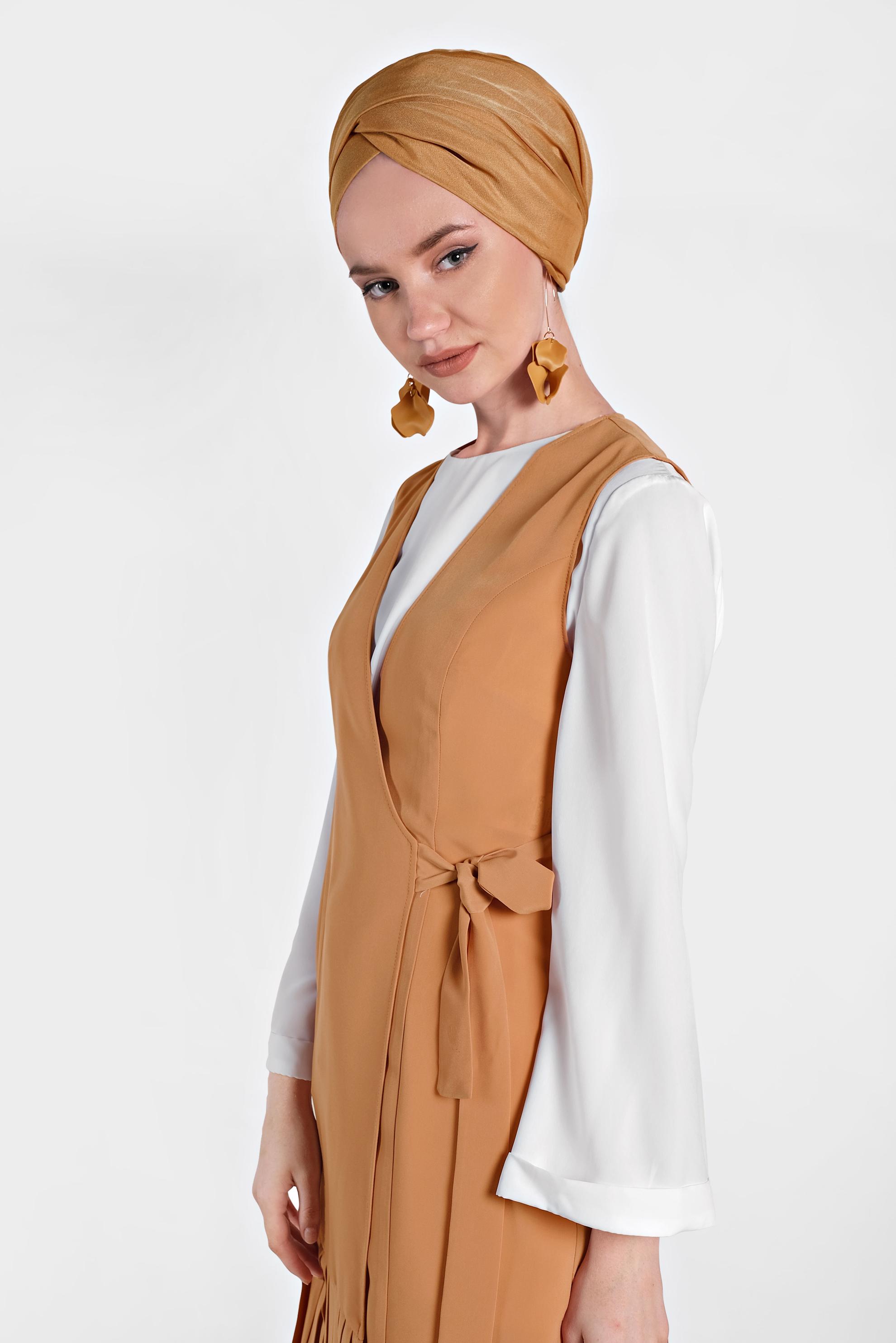 Hijab clothing TABA TIE DETAIL PLEATED VEST 4249 