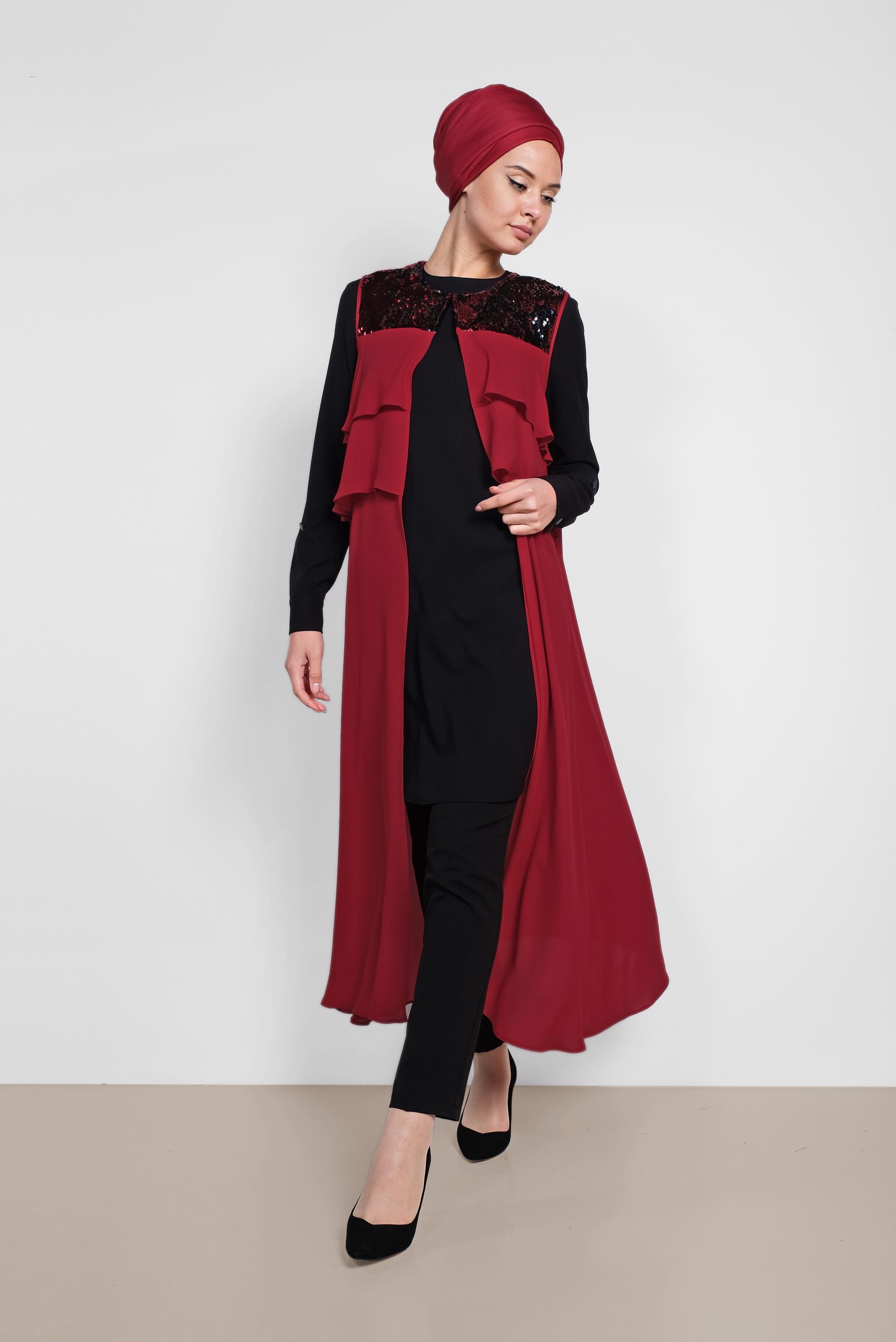 Vêtements hijab NOIR GILET MOUSSELINE PAILLETTE 4282