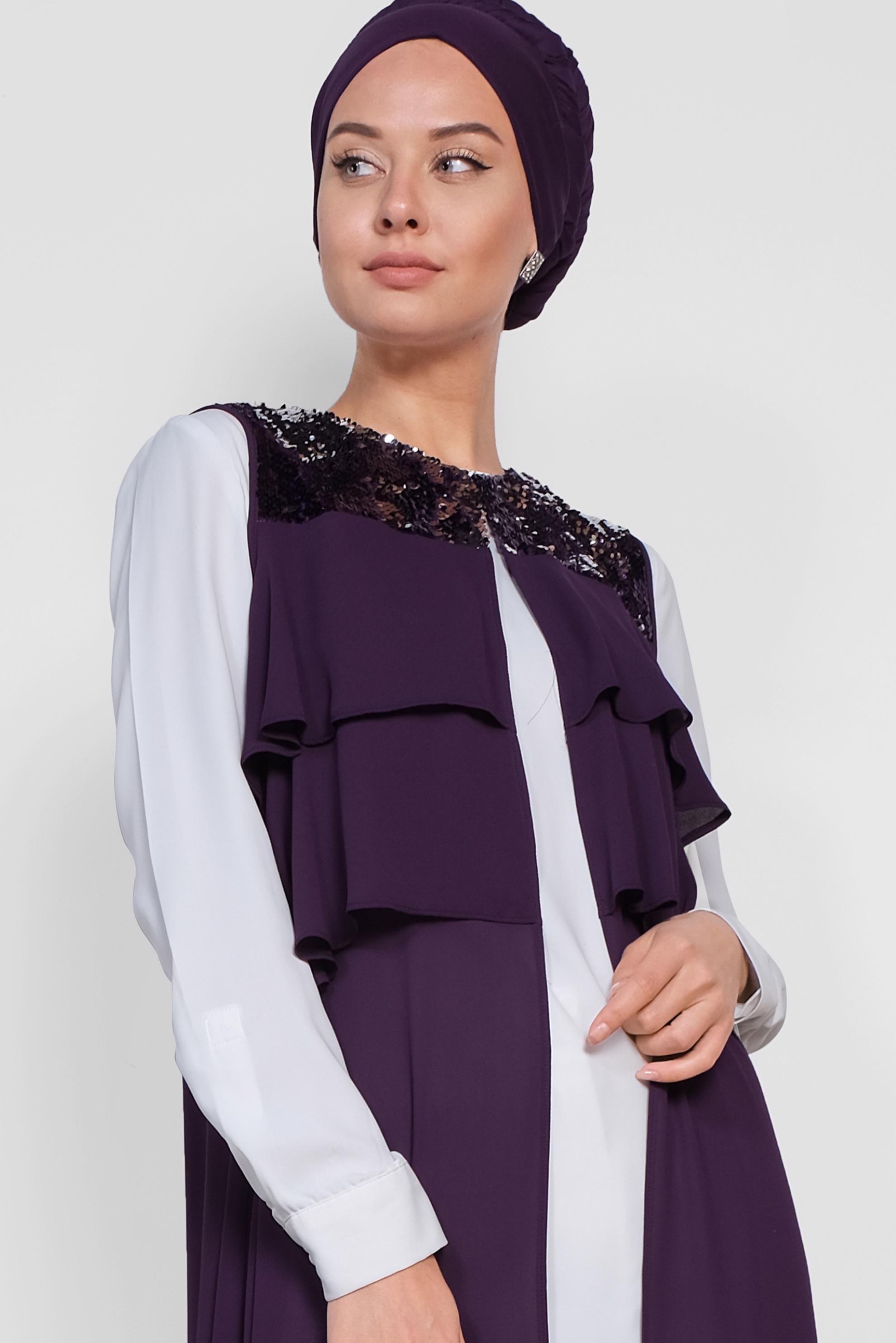 Vêtements hijab POURPRE GILET MOUSSELINE PAILLETTE 4282