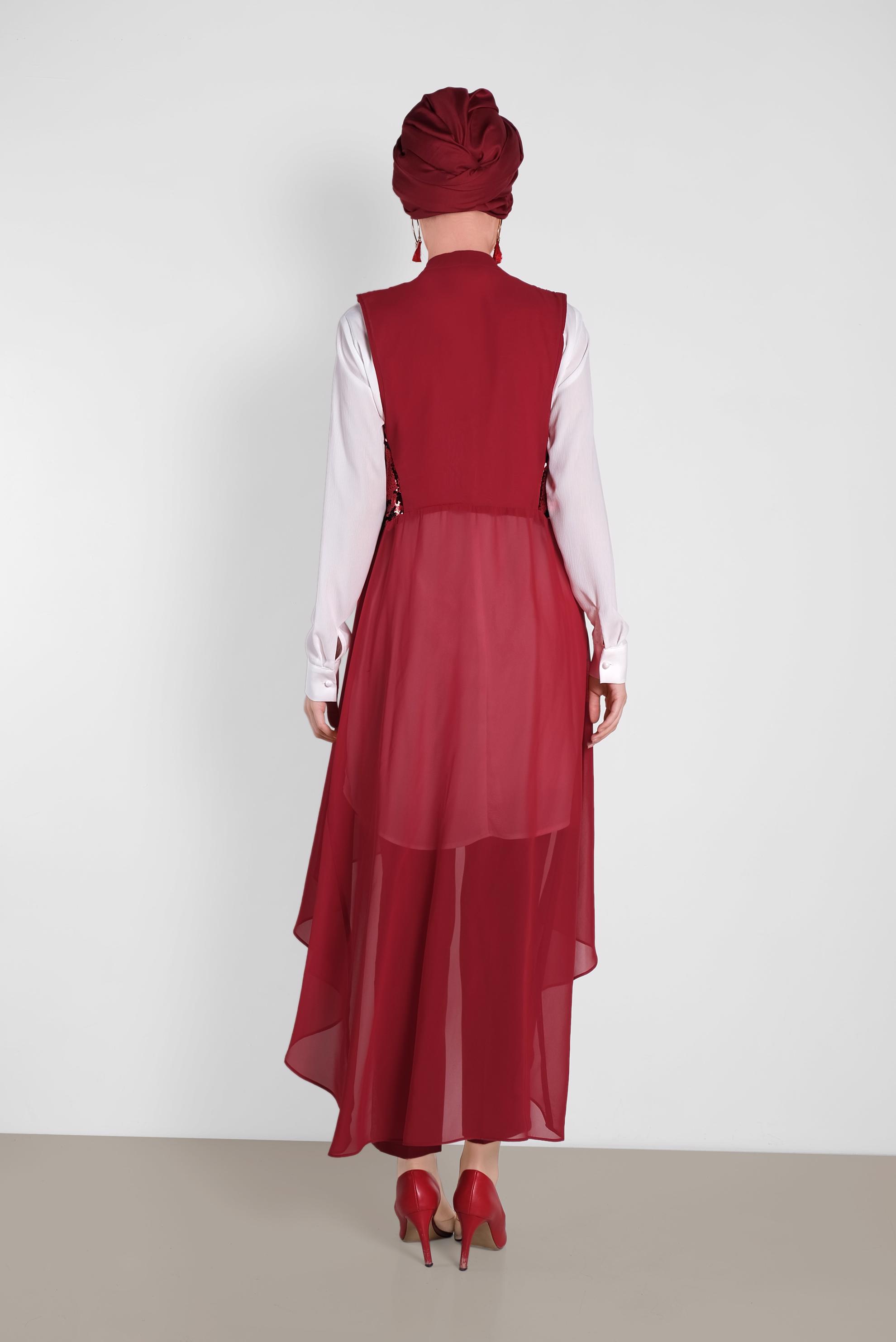 Hijab clothing BLACK SEQUINED CFIFFON VEST 4283