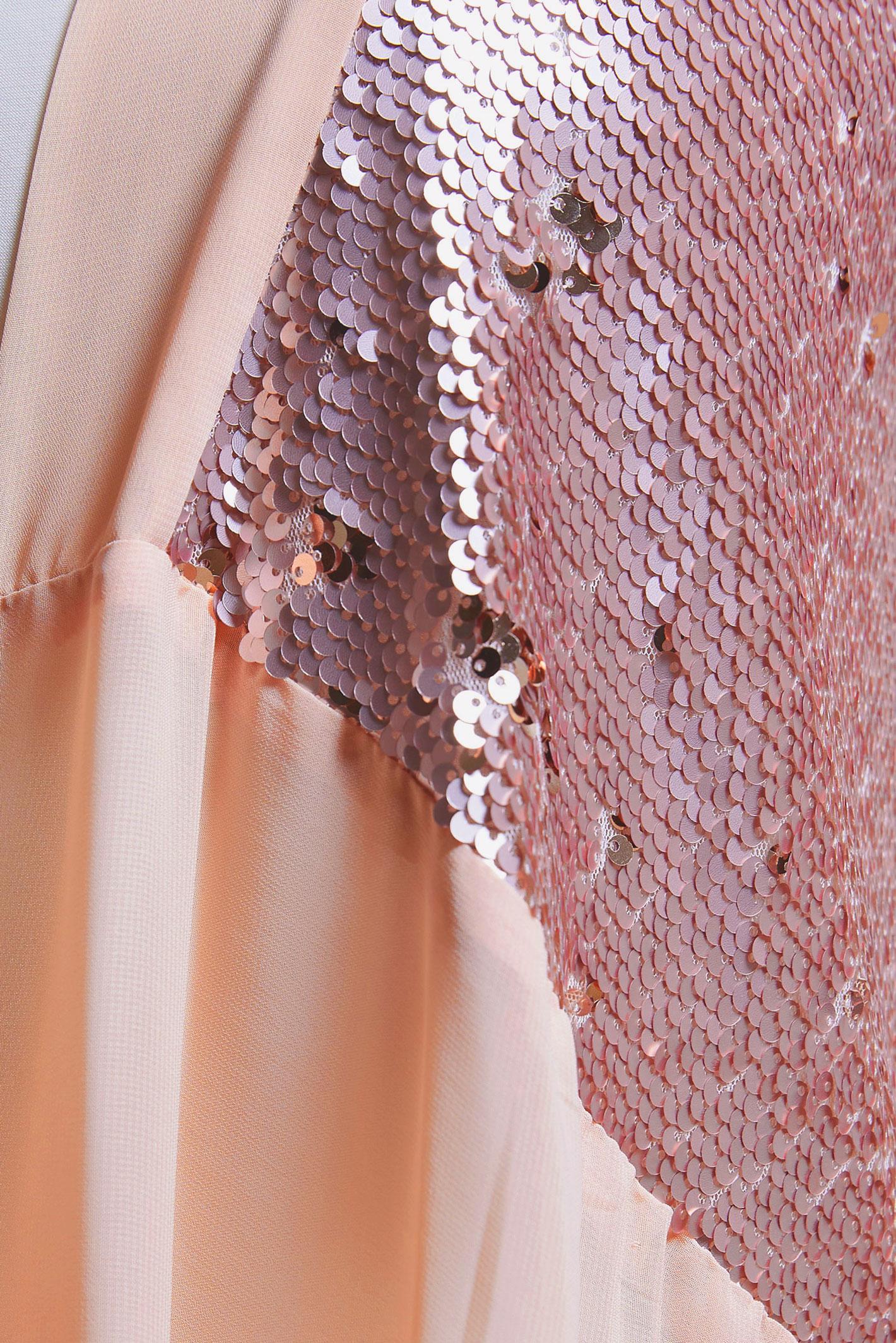 Tesettür giyim PUDRA PUL PAYETLİ ŞİFON YELEK 4283