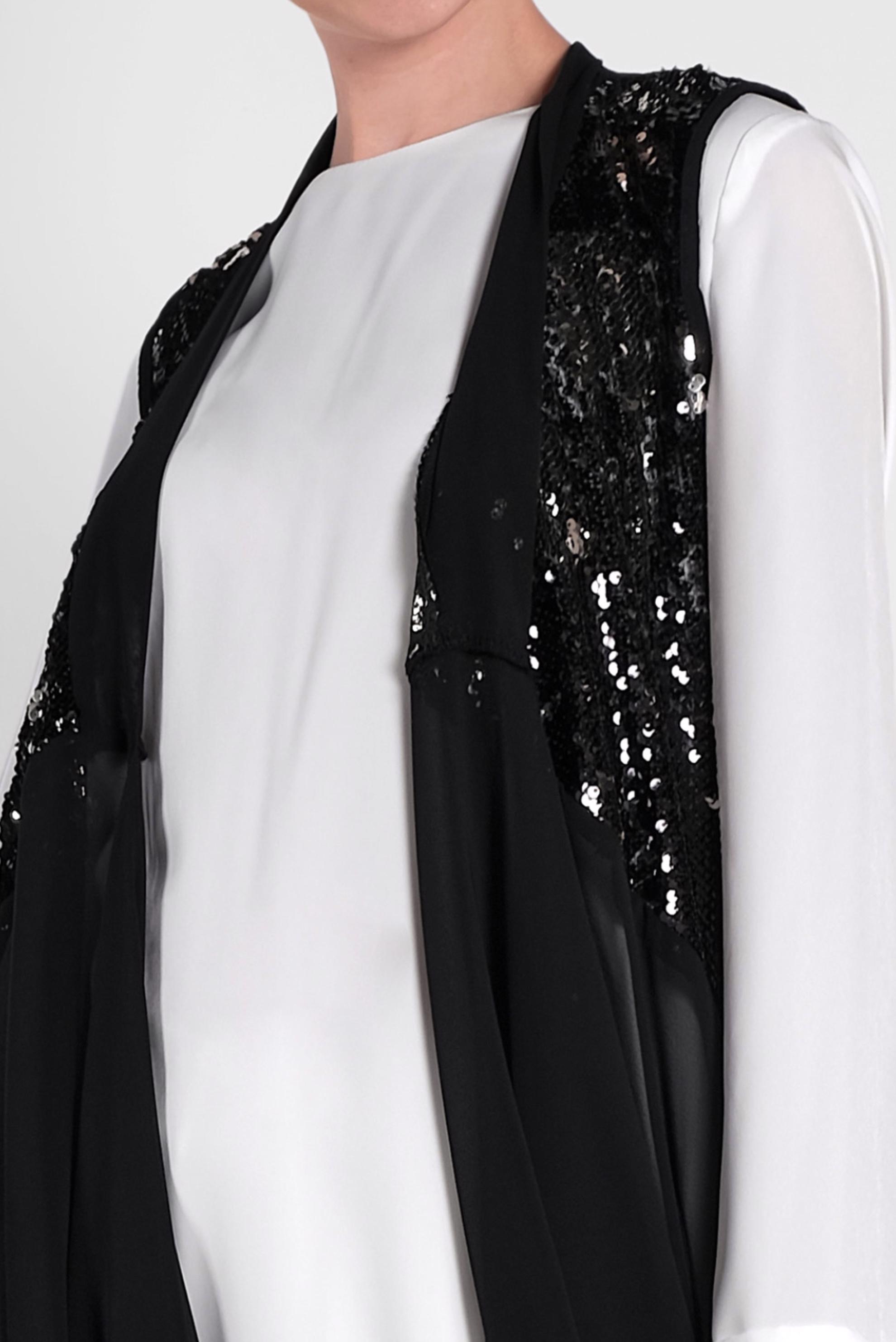 Tesettür giyim SİYAH PUL PAYETLİ ŞİFON YELEK 4283