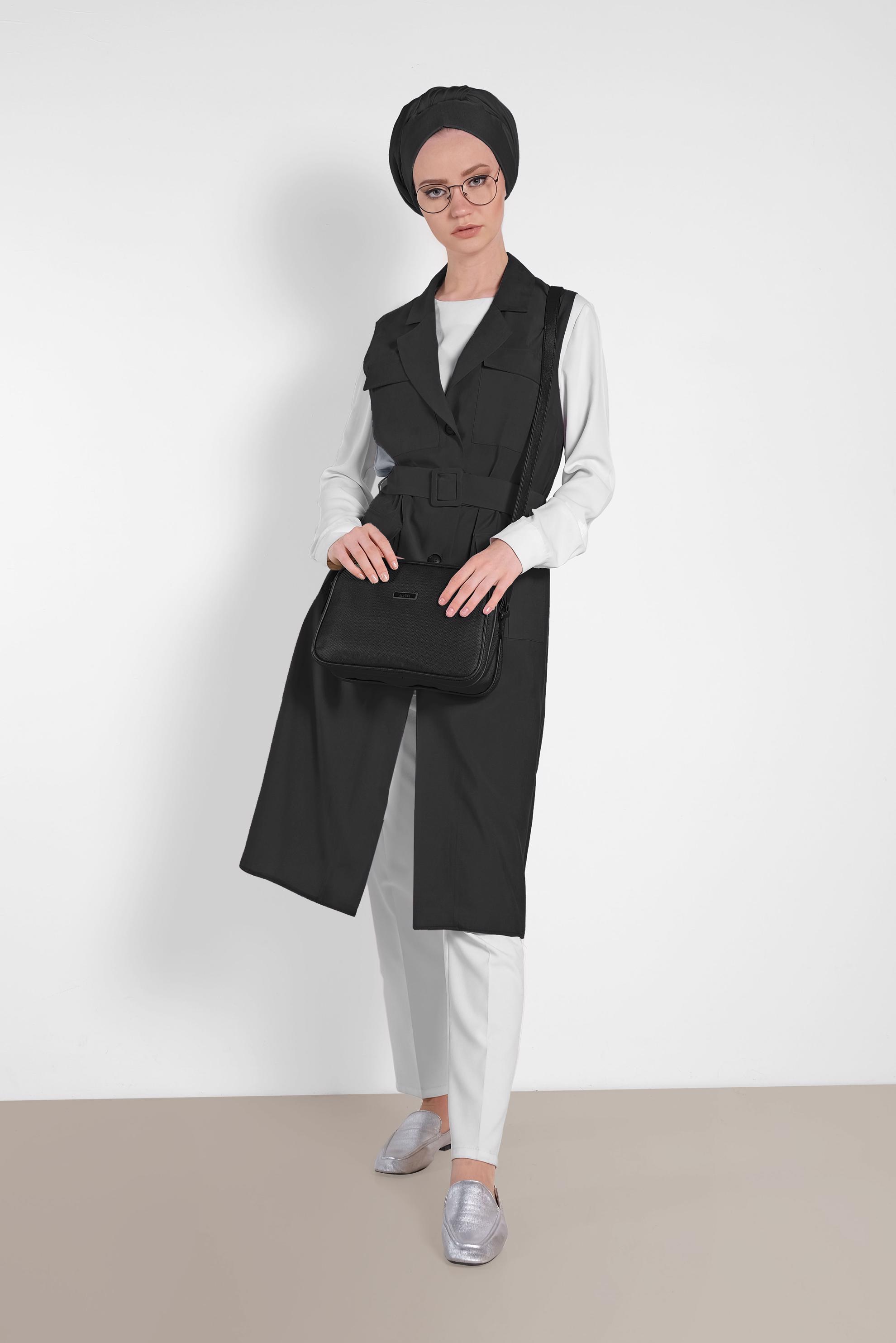 Tesettür giyim SİYAH 4452 NİLYA YELEK 36/42 TEK38