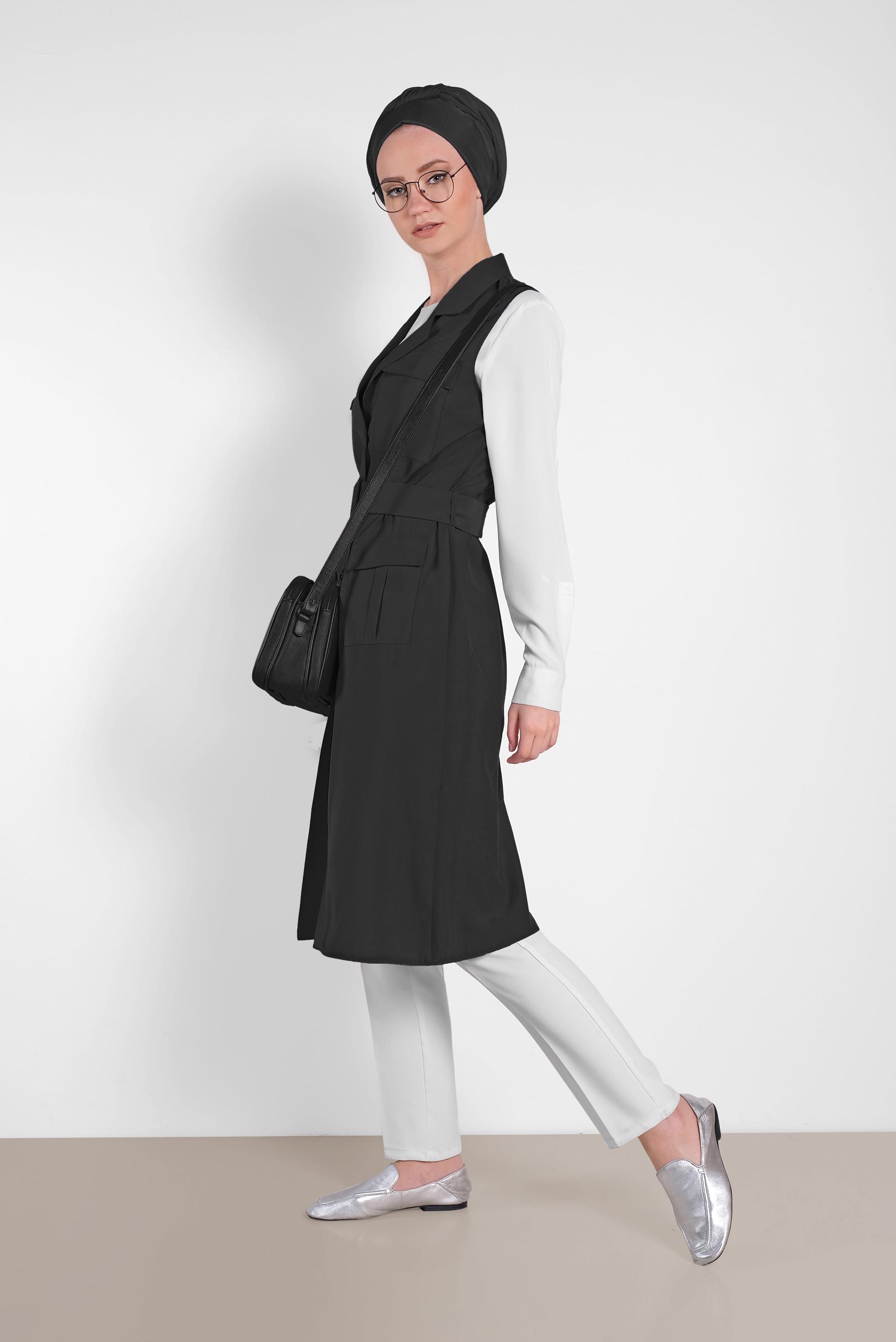 Tesettür giyim SİYAH 4452 NİLYA YELEK 36/42 TEK38