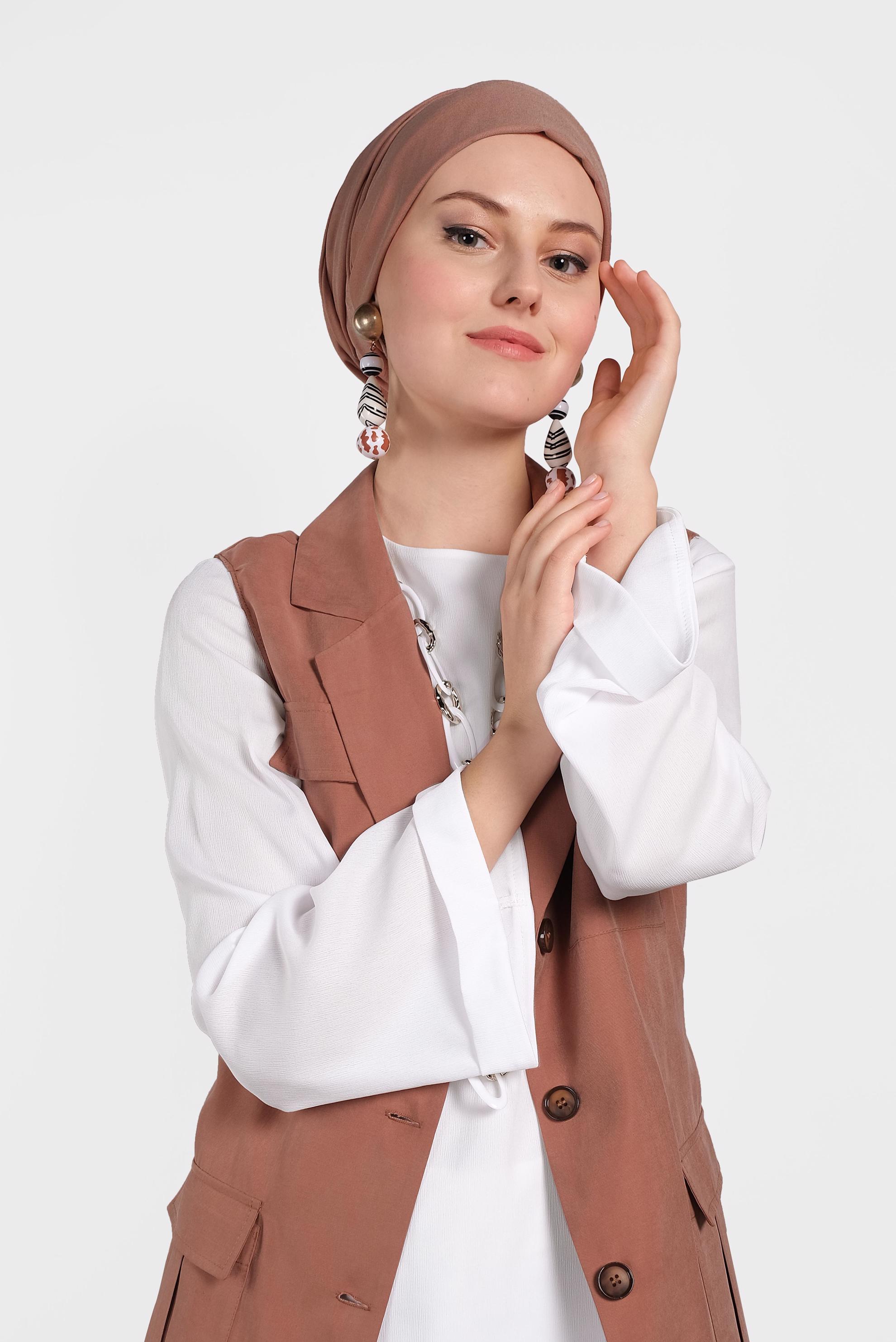 Hijab clothing ORANGE BELTED VEST WITH POCKET 4452 