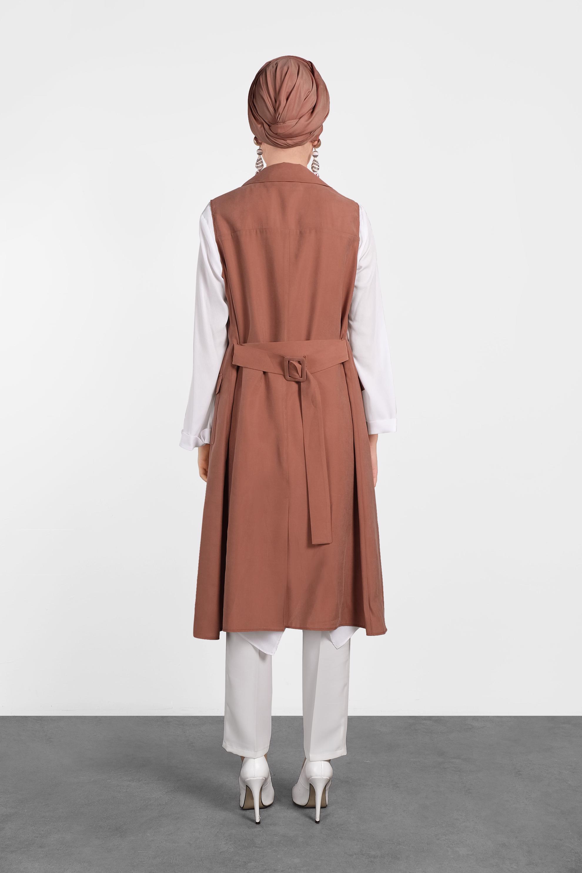 Hijab clothing ORANGE BELTED VEST WITH POCKET 4452 